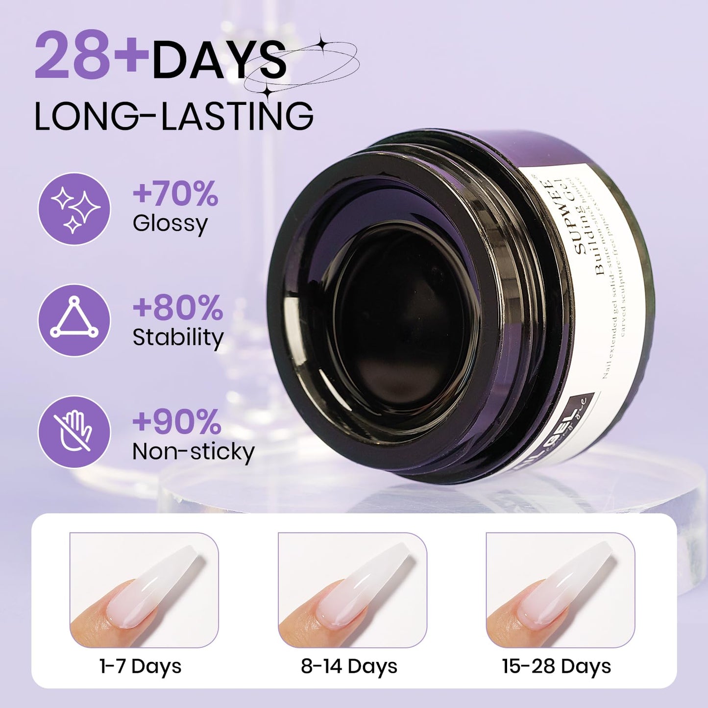 SUPWEE 3d Sculpting Gel for Nail Art Non Stick Hand Hard Gel for Nails Clear White and Pearl White Solid Builder Gels for Nails for Extension Carving Sculpting Beauty Charms for Beignner and Salon DIY
