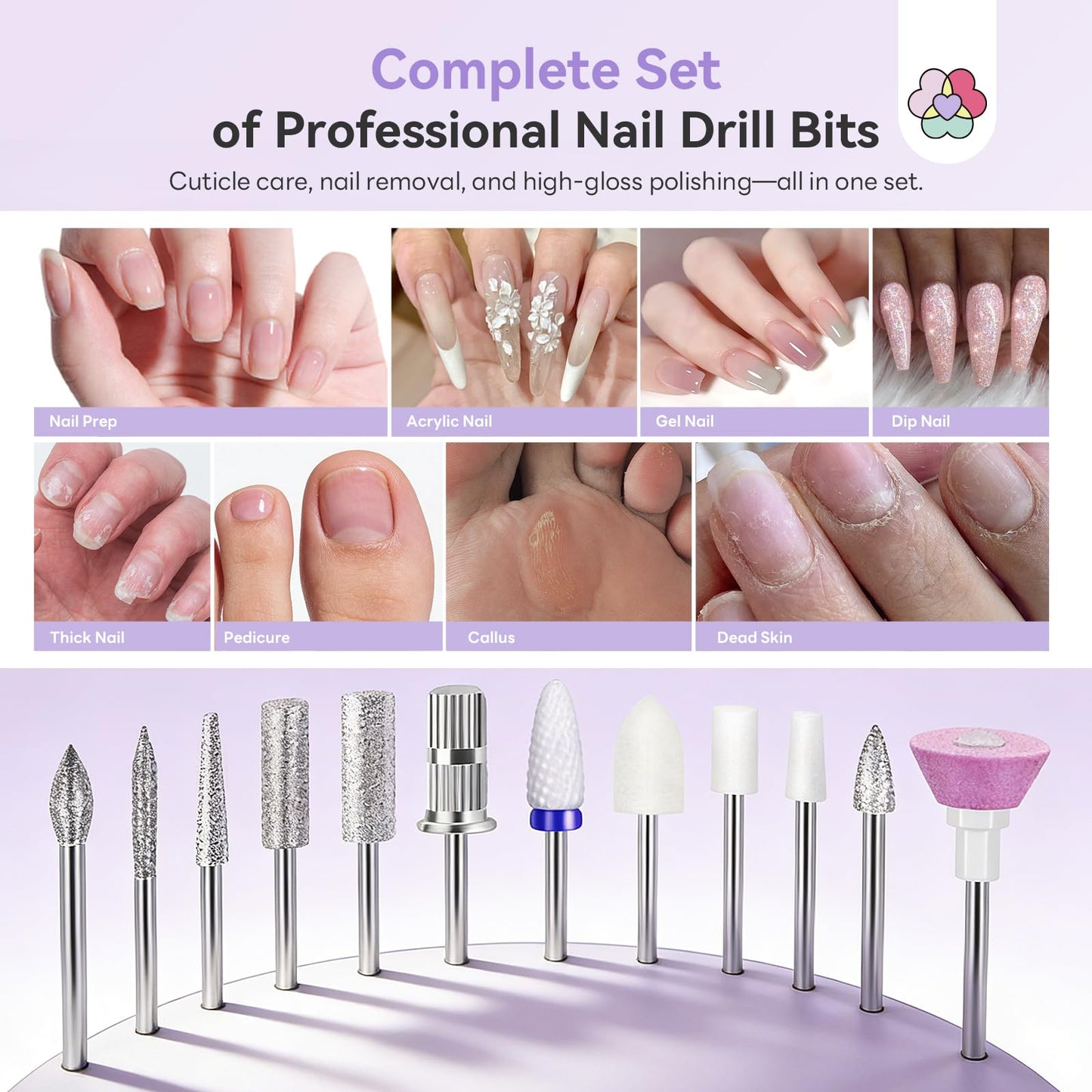 SAVILAND 2026 Nail Drill Professional: 40000RPM Electric Nail Drill 30S Fast Removal for Acrylic Nails Low Noise Electric Nail File Long-Lasting Manicure Pedicure Mobile Tech & Salon (Gradient Purple)