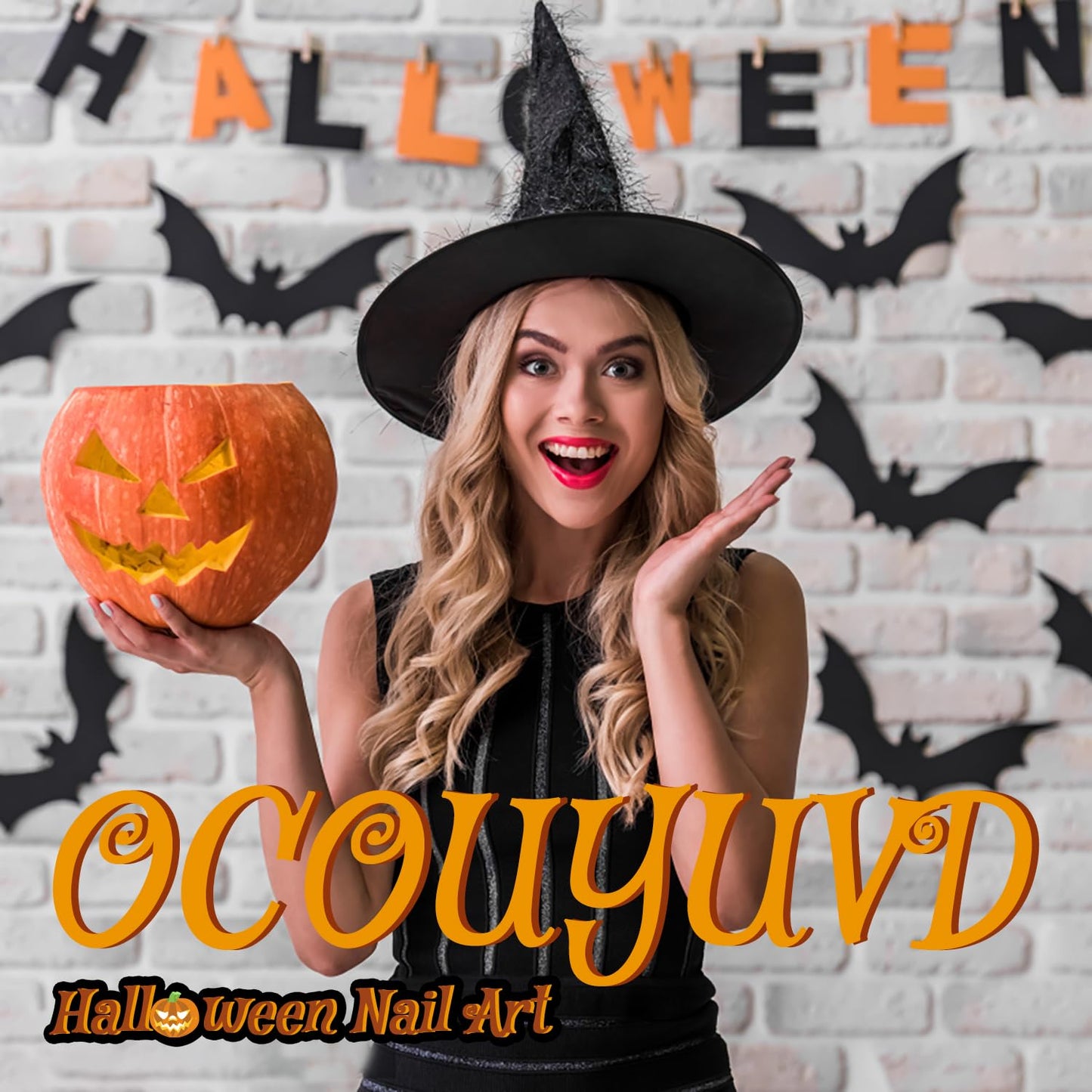 Halloween Press On Nails - Short Square Fake Nails with Black Cat Designs, Glossy Gradient Finish, Full Coverage, Star Moon Pattern, 24 Pcs