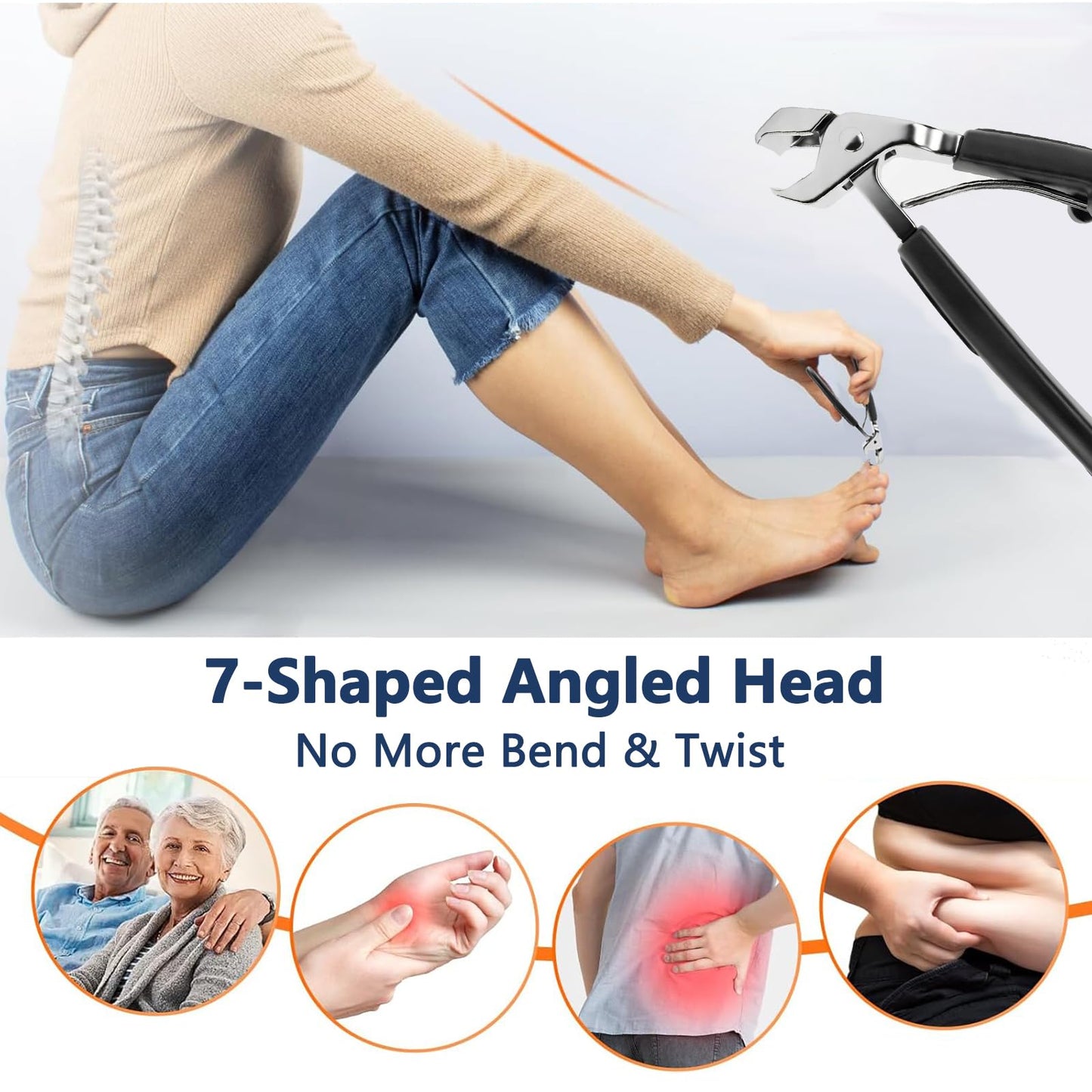 Toenail Clippers for Seniors Thick Toenails, Eagle Beak Slanted Nail Cutter & Angled Head Toe Nail Clippers Set, Stainless Steel Heavy Duty Ingrown Nail Cutter with Wide Jaw for Men Women