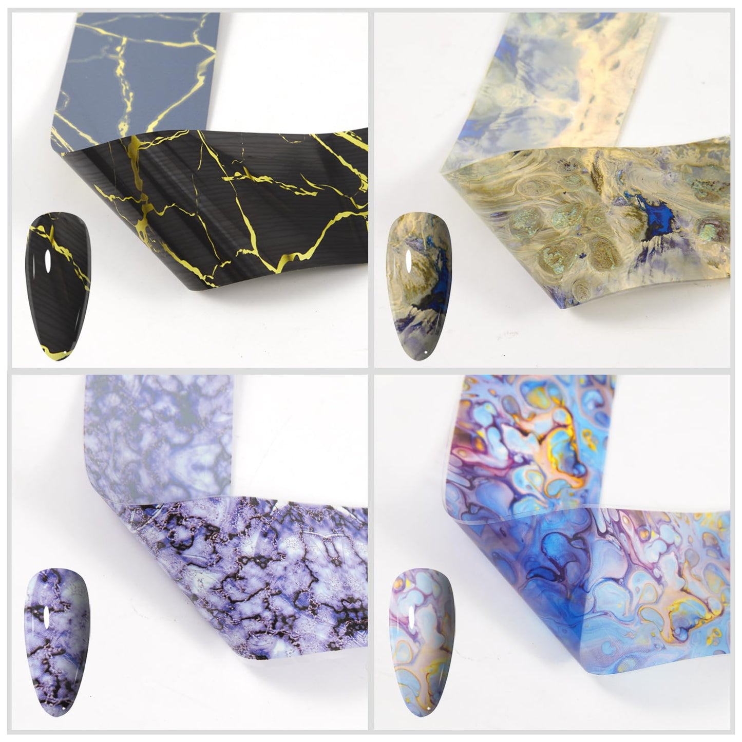 DANNEASY 300 Sheets Nail Art Foil Transfer, Starry Sky Star Nail Foil Wraps, Marble, Metallic, Butterfly, Flower Nails Stickers Design Holographic Nail Foils Decoration for Women Nails Supplies