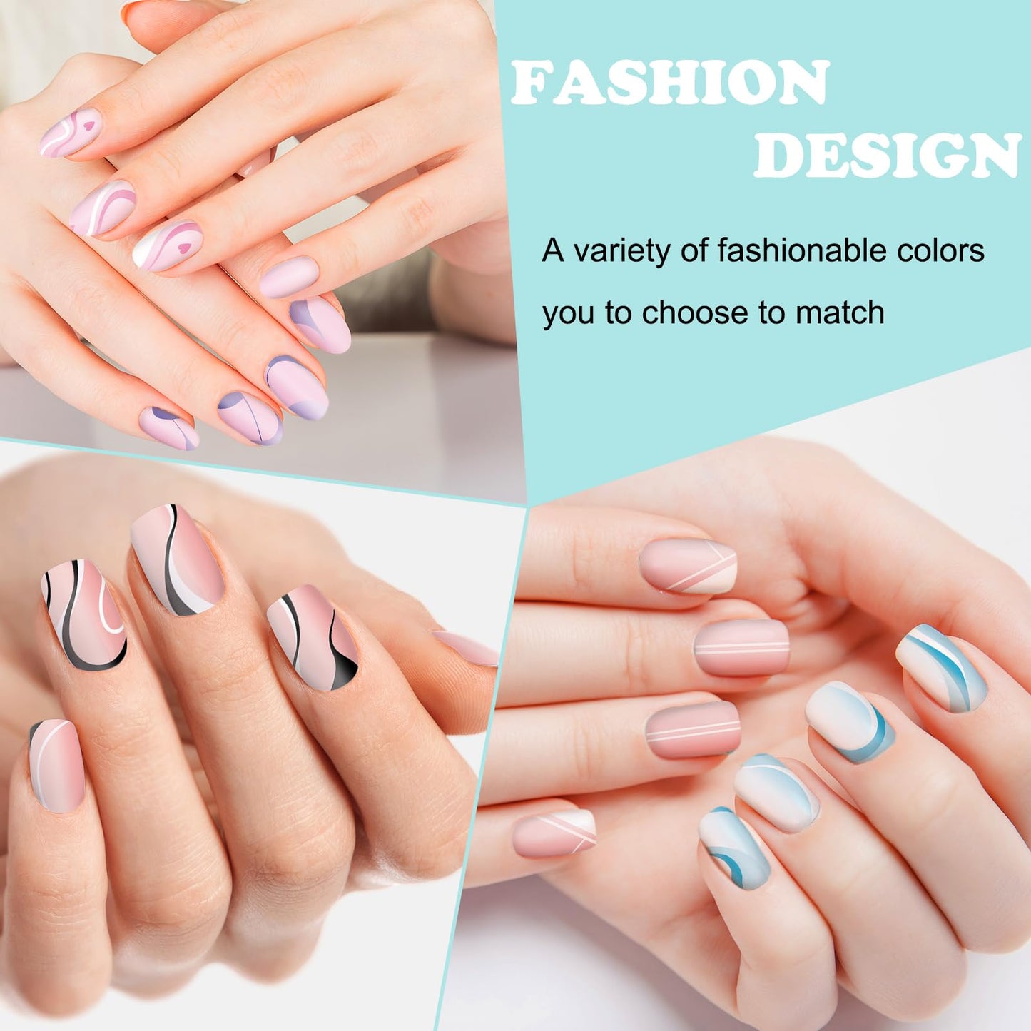 Whaline 6 Pcs French Line Nail Plates Stamping Set Minimalism Wave Stripe Stamp Templates Nail Art Plates for DIY Print Manicure Salon Design
