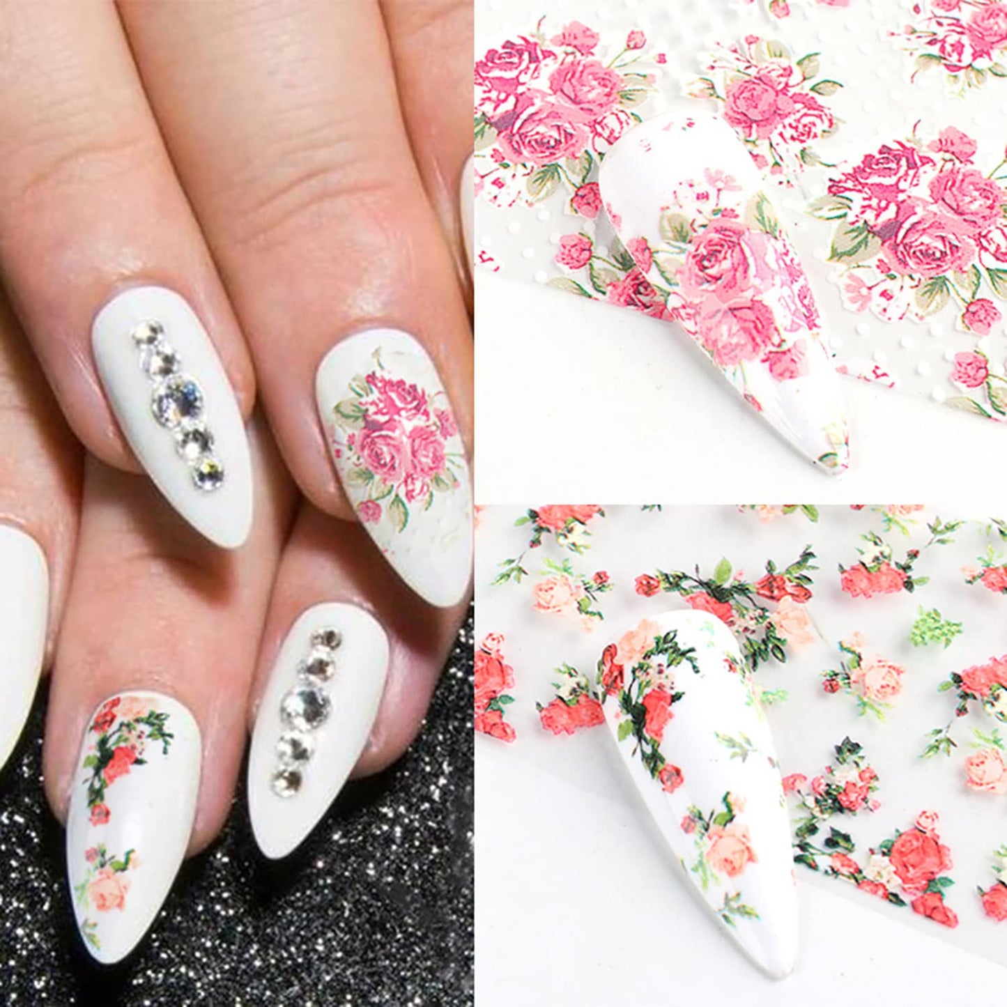 Holographic Nail Foil Transfer Stickers Decals, Flower Nail Polish Sheets Sky Starry Paper Transfer Foils Leopard Print Nails Supplies for Nail Transfer Glue Women Manicure Nail Film Decorations