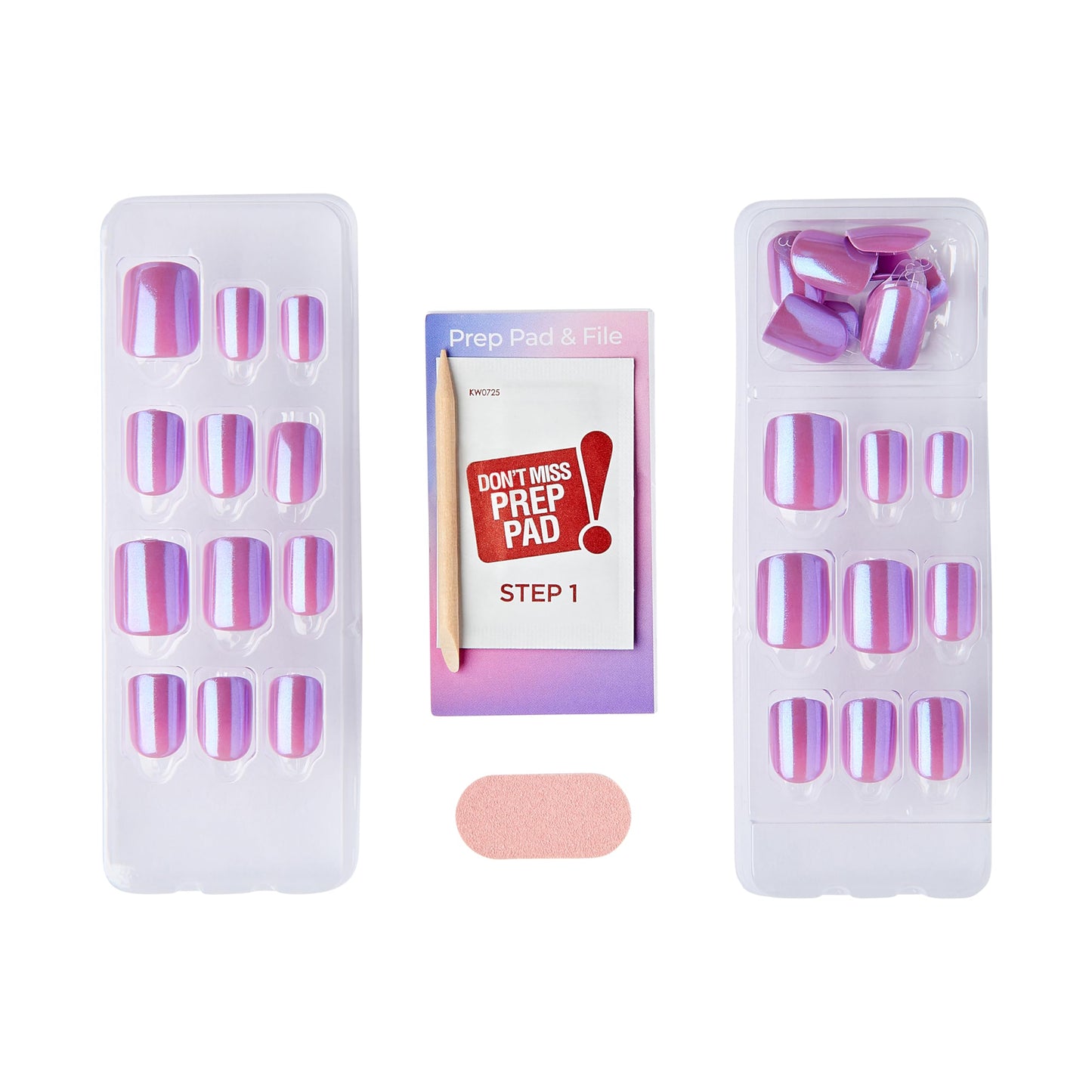 Kiss Impress No Glue Mani Press On Nails, Color FX, 'Wonder', Purple, Short Size, Squoval Shape, Includes 30 Nails, Prep Pad, Instructions Sheet, 1 Manicure Stick, 1 Mini File