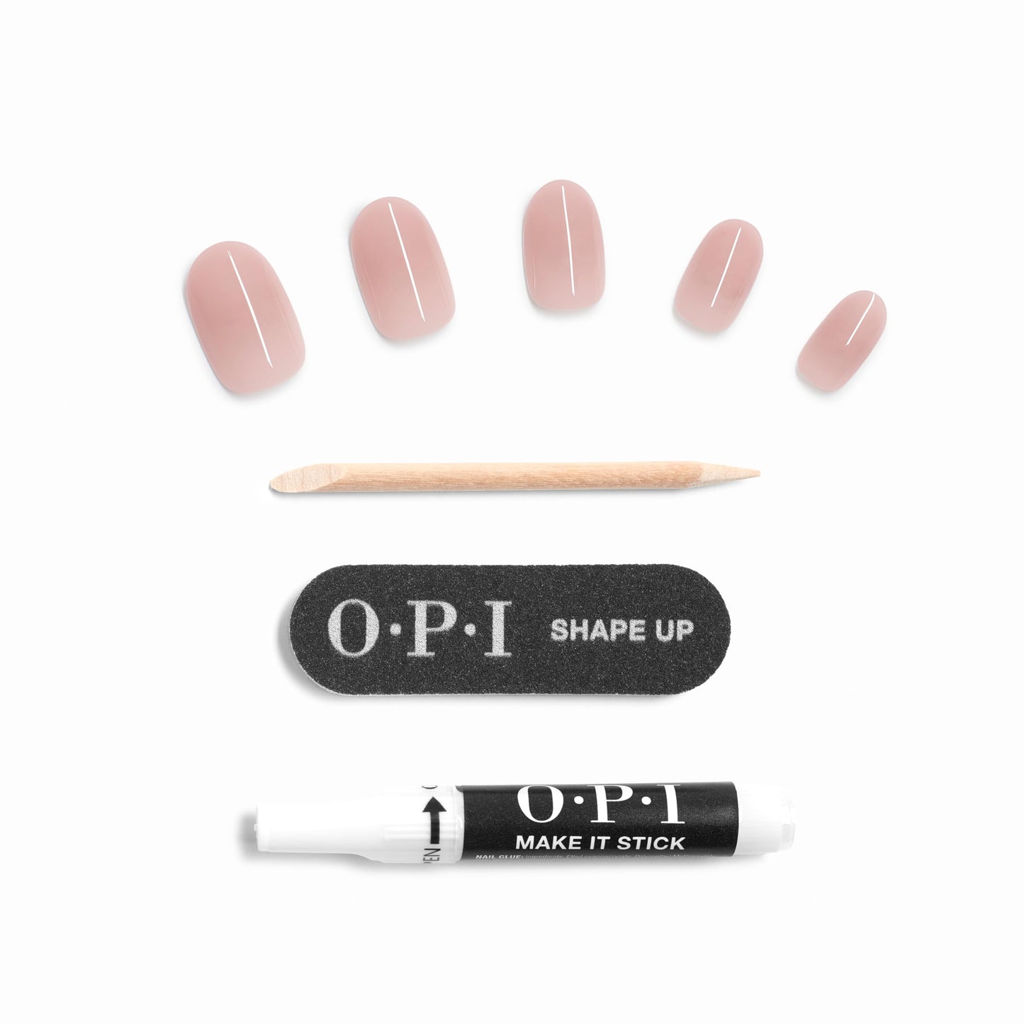 OPI Nail Lacquer & On Point Press On Nails, Put it in Neutral Bundle | Sheer Soft Short Round Press-On Nails 24 Count with Nail Glue with Matching Nail Lacquer Polish Shade