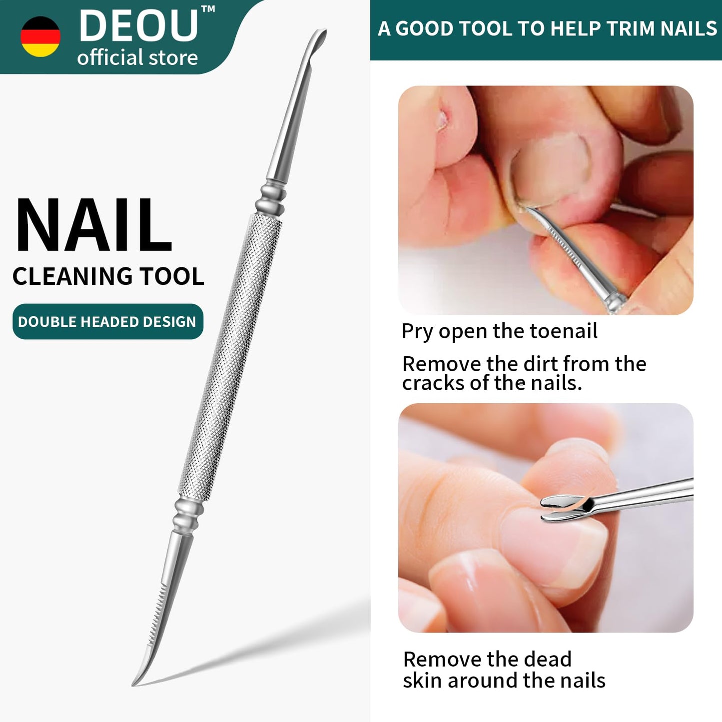 DEOU Toenail Clippers Blade for Ingrown and Thick Nails Stainless Steel Pedicure Tools at Home ingrown toenail Treatment Professional Podiatrist Nail Clippers with Upgraded Handle (Eagle Beak Pliers)