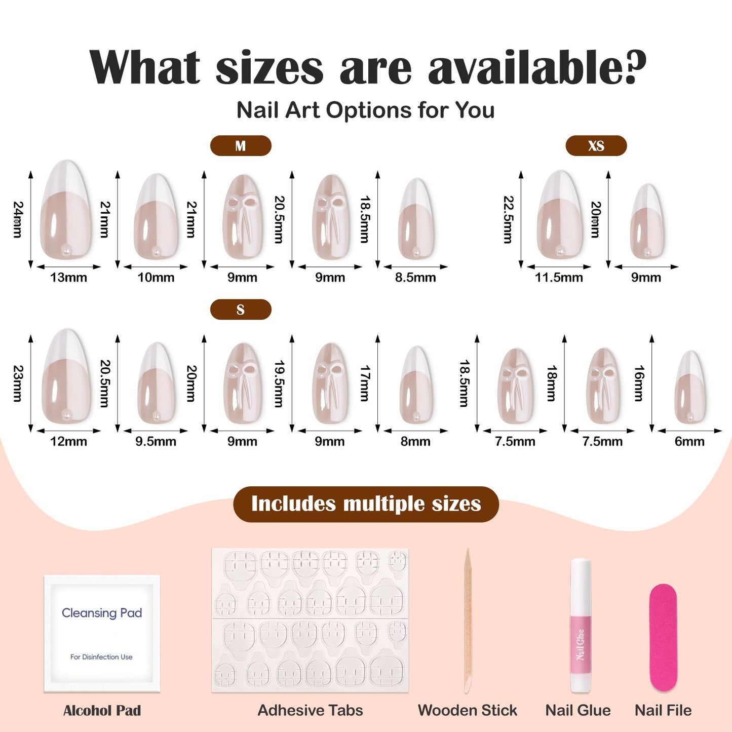 HOSAILY White Chrome Press on Nails Medium Almond, Cute Bow Pearl Charm Design Pretty White French Tip Press ons for Women, 30pcs Glossy Durable Daily Wedding Prom Thick Full Cover Stick on Fake Nails