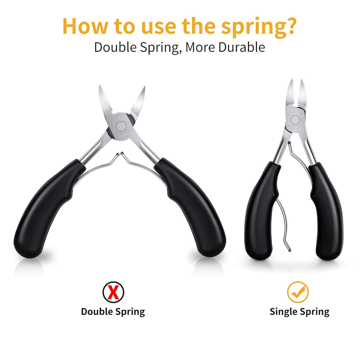 Aogeili Ingrown Toenail Clippers Kit, Professional Thick & Ingrown Toe Nail Clippers for Seniors Men & Women, Stainless Steel Super Sharp Curved Blade Pedicure Nipper with Ingrown Lifter Tool (Black)