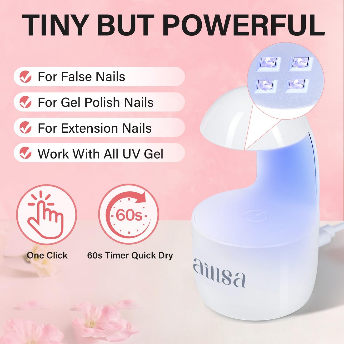AILLSA Nail Tips and Glue Gel Kit Short Coffin Nail Tips 240pcs with 2 In 1 Nail Glue Base Coat and Nail Dehydrator, Gel Extension Nail Kit with U V Light Top Coat for DIY Home Salon