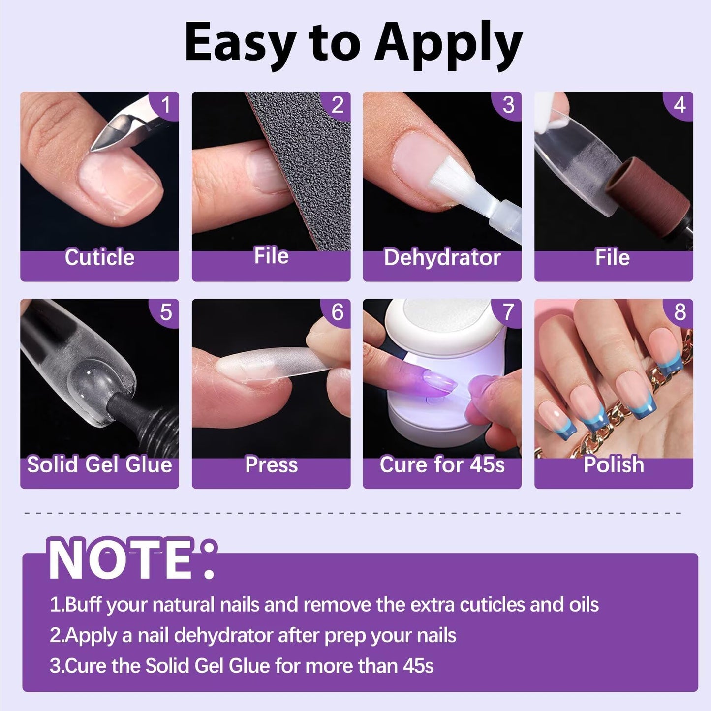 BTArtboxnails 30g Solid Nail Gel for Nail Tips, Upgrade Gl ue Gel for Fake Nails Cure Needed, Long Lasting Strong Adhesion Nail Gl ue Gel