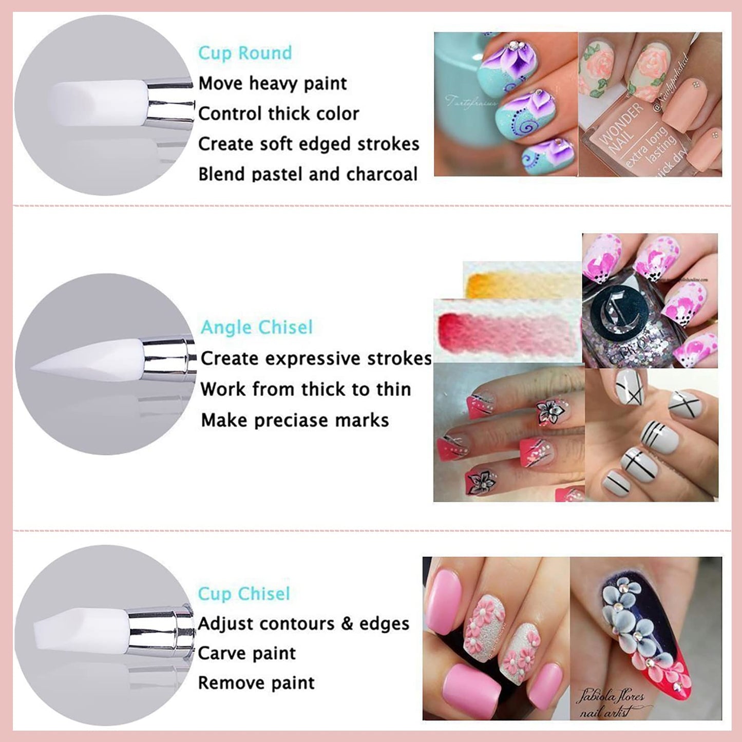 SILPECWEE 10 Pieces Dual Tipped Silicone Nail Tools Nail Art Sculpture Pen Rhinestone Nail Polish Carving Pen Acrylic Nail Brush Nail Art Brushes Nail Painting Kit for Salon DIY