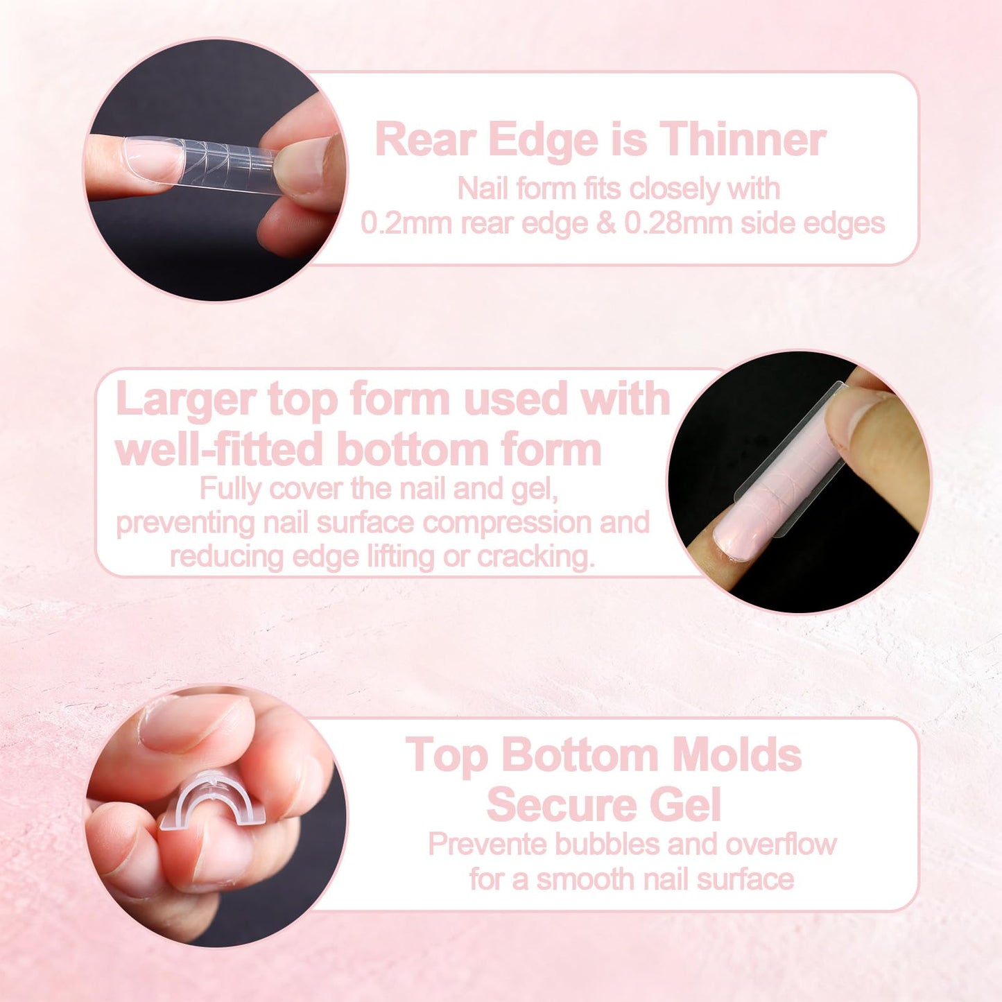 Allstarry Sandwich Dual Nail Forms, Reusable Sandwich Dual Forms 240pcs 15 Sizes Almond Pointed Nail Extensions Plastic Poly Gel Nails Forms for Builder Gel No Paper Forms Need Moldes Dual Nails Mold