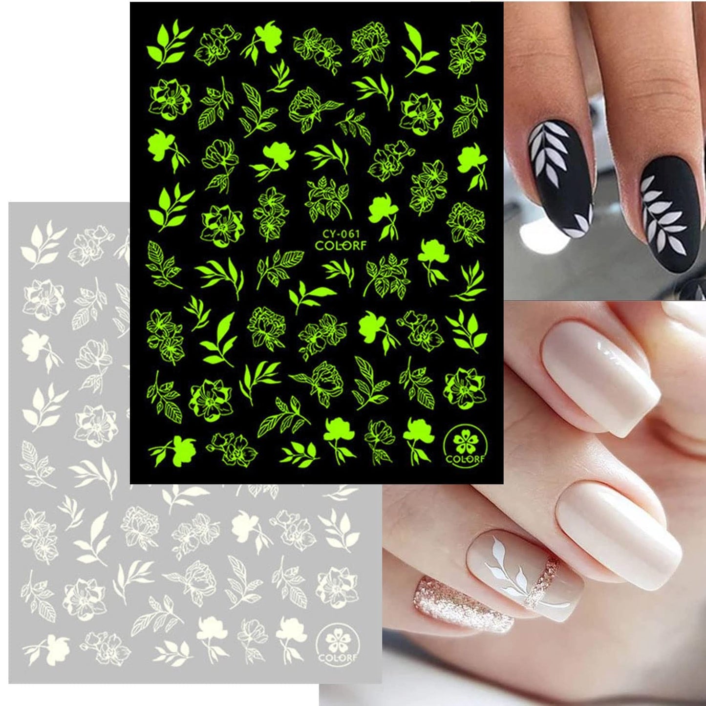 8 Sheets Luminous Nail Stickers and 8 Sheets Flame Nail Stickers