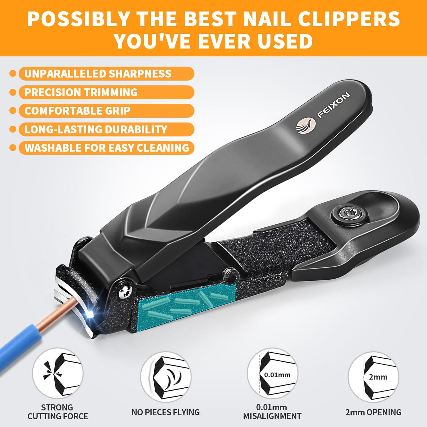 Nail Clippers for Men Women with Catcher - No Mess,Self-Collecting Heavy Duty Nail Clippers for Fingernails & Toenails, for Adult,Home,Travel,Gifts (No Splash Design)