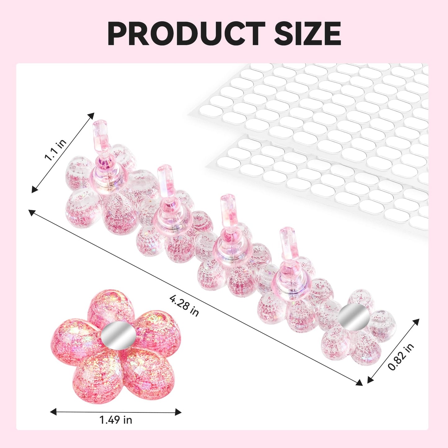 ESUOHYM Nail Stand for Press On Fake Nails Painting Display Practice, Powerful Magnetic Nail Holder for Diy Design, Single Flower Nail Stand with 200 PCS Double-Sided Tapes, Nail Tools for Home Salon