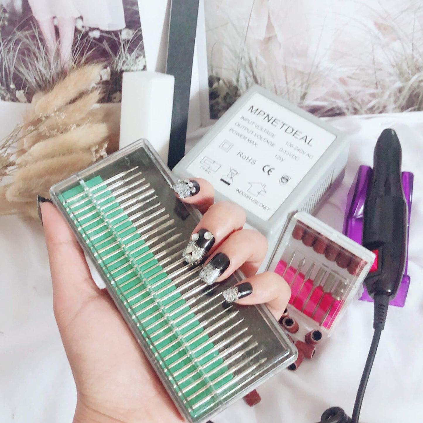 Electric Nail Drill Machine Manicure Pedicure Kit Electric Nail Art File by MPNETDEAL (Gray SetA)