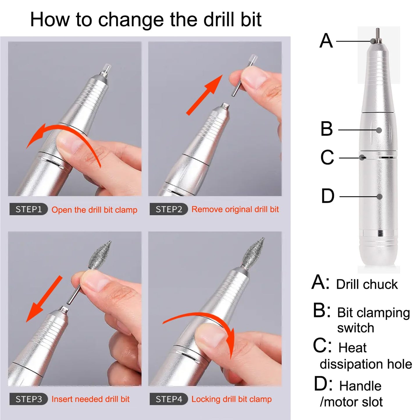 Electric 45000RPM Nail Drill Machine Rechargeable Portable Nail File Electric DIY Nail Drill Kit with Smart LCD Screen for Gel Nail Manicure and Pedicure Reflective Body etc(Pink)