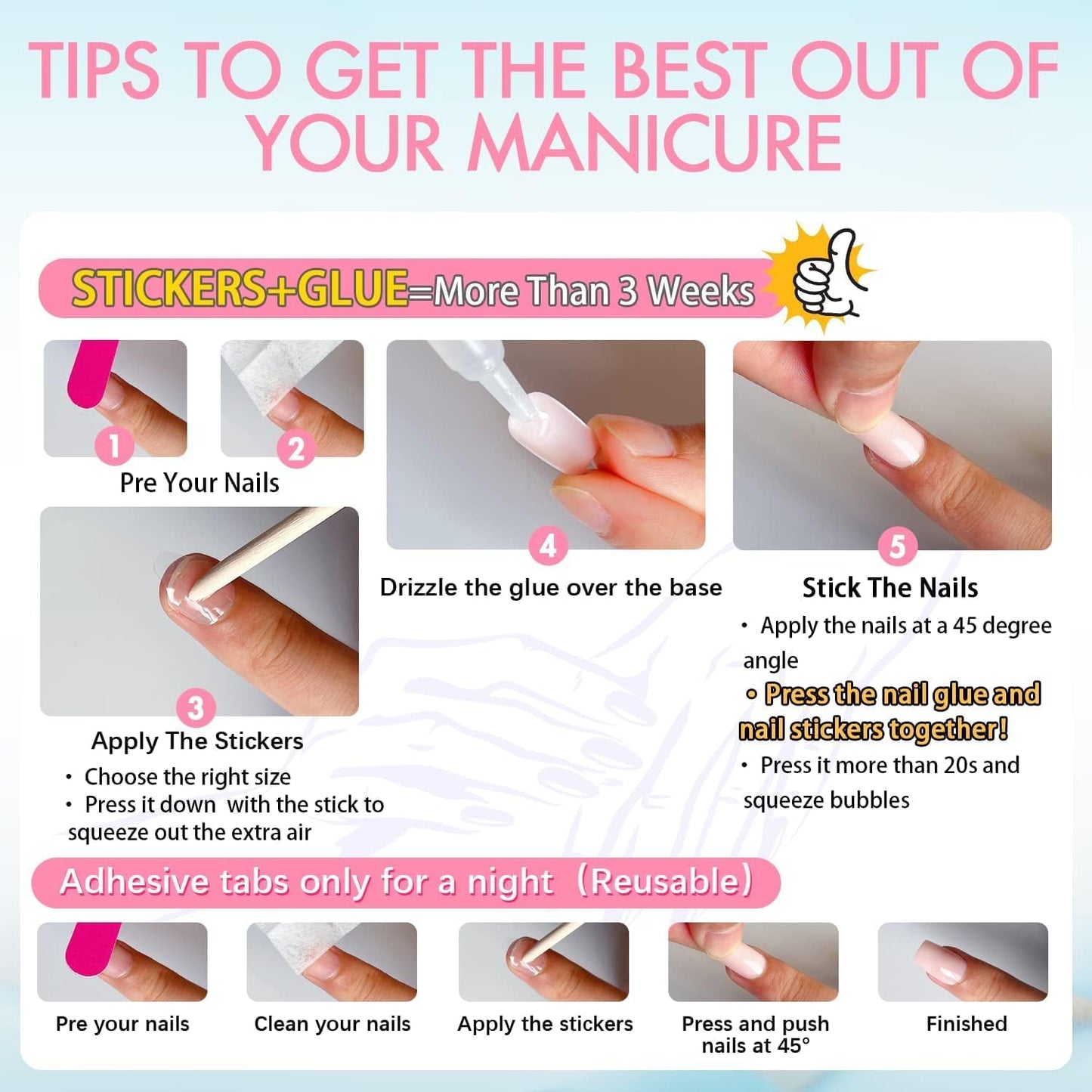 KQueenest French Pink Press on Nails Short Square, Gradient Pink Nails Set, Glazed Gel Nails Press on Acrylic, Pure Fake Nails Short Nails Glue on Natural, Small Stick on Nails for Women Finger Wear
