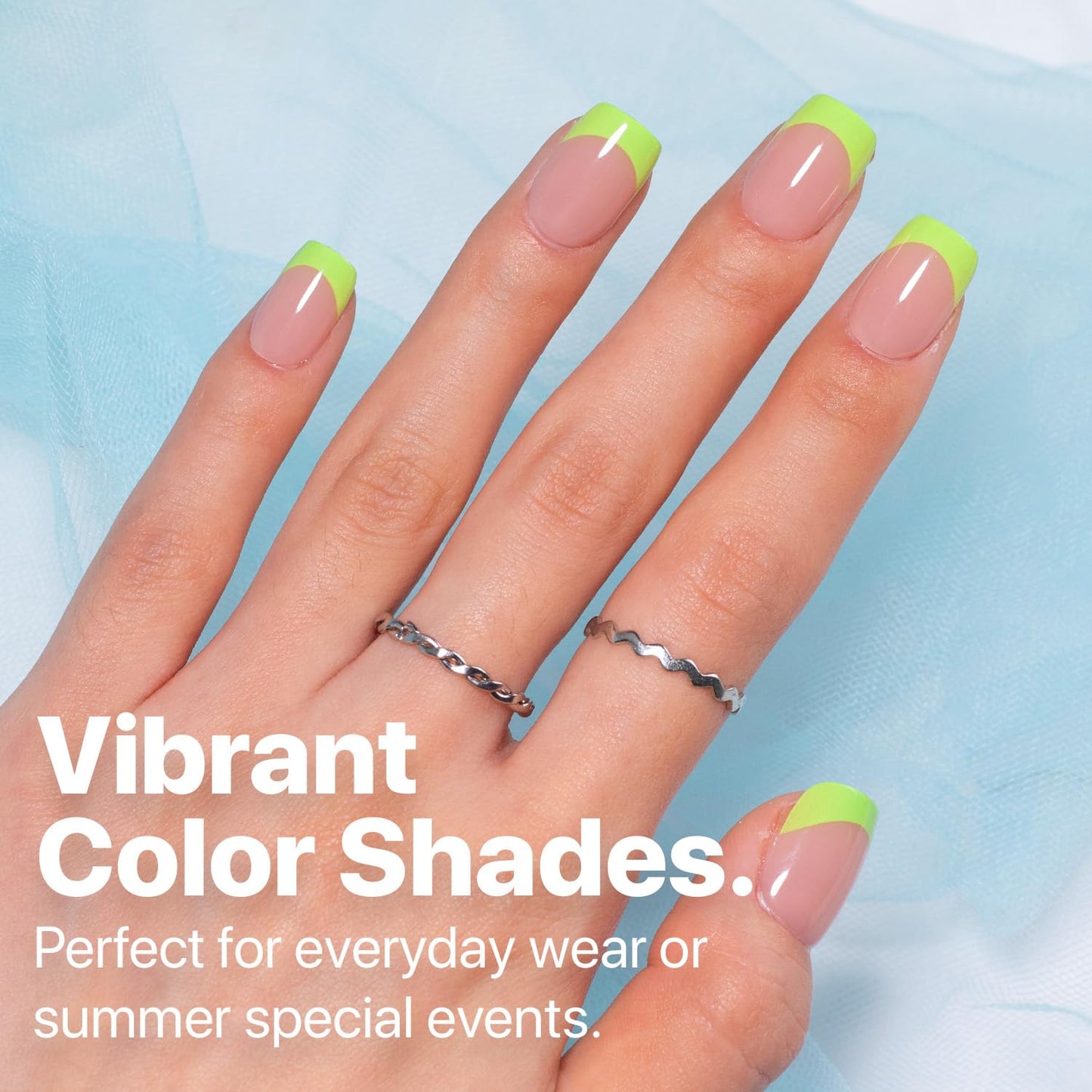 SXC Cosmetics X-Pro Tips French Tip Press On Nails - Bright Pastel Glow in the Dark Series (GLOW113KIT-XS Square)