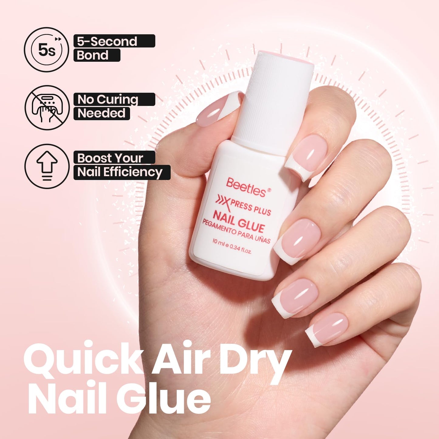 Beetles Fast Dry Nail Glue, Builder Top Coat & Remover Set, Strong Hold & High Shine for Press-On Nails and French Tips, DIY Gift for Women