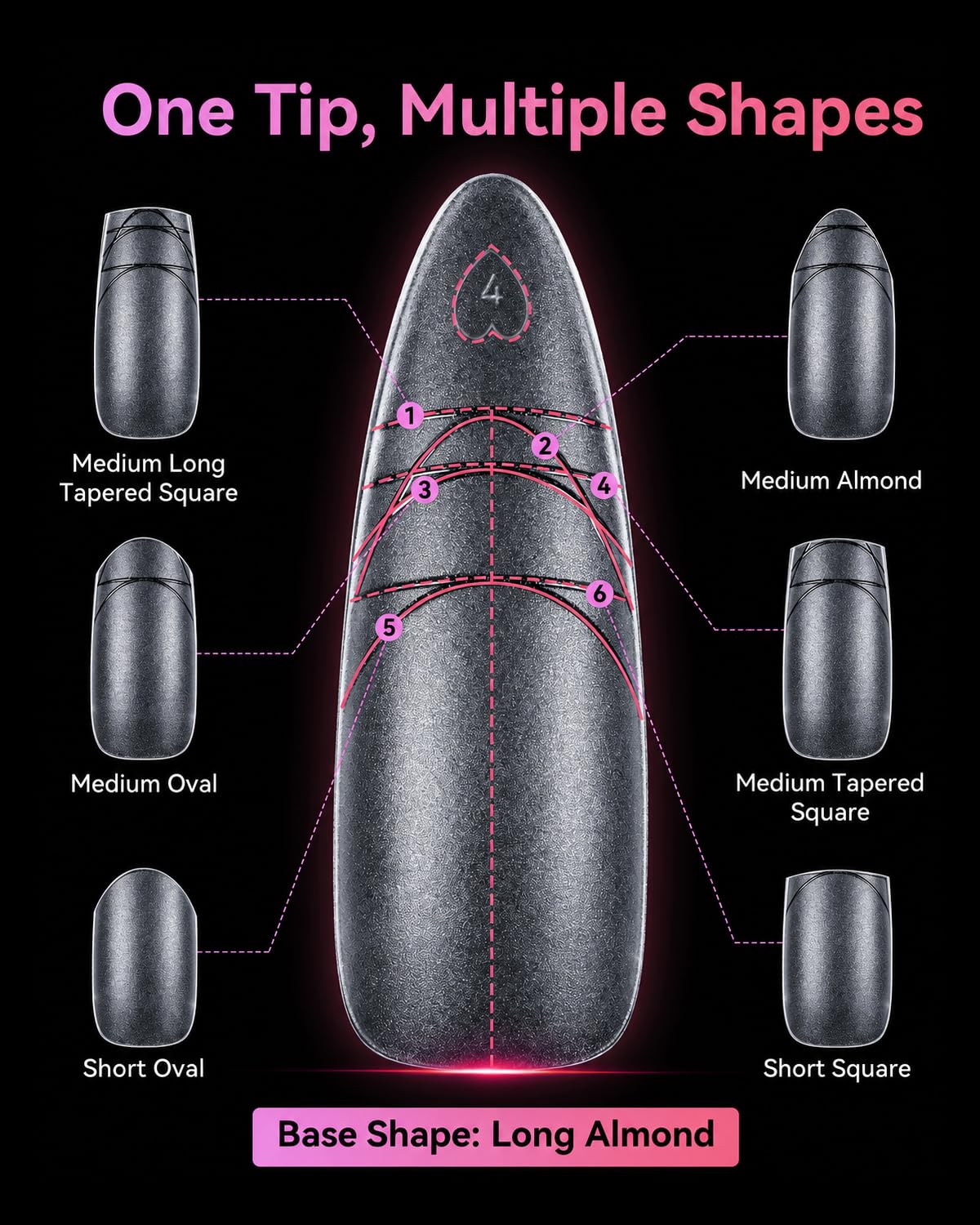 Makartt Long Almond Nail Tips: with Scales for Convenient Shape, Matte, 240 PCS, 15 Sizes, Fake Nails Stiletto - Full Cover Acrylic Press On Nail Extensions Manicure DIY Home for All Nail Beds