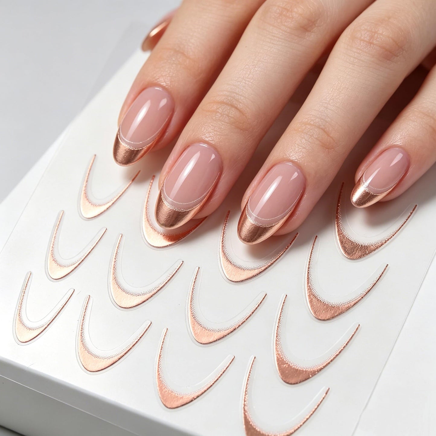 10 Sheets Colorful French Nail Stickers for Nail Art, 3D Self-Adhesive Gold Sliver Rosegold French Nail Decals, Red French Lines Nail Supplies Designs Accessories for Women Girls Manicure DIY
