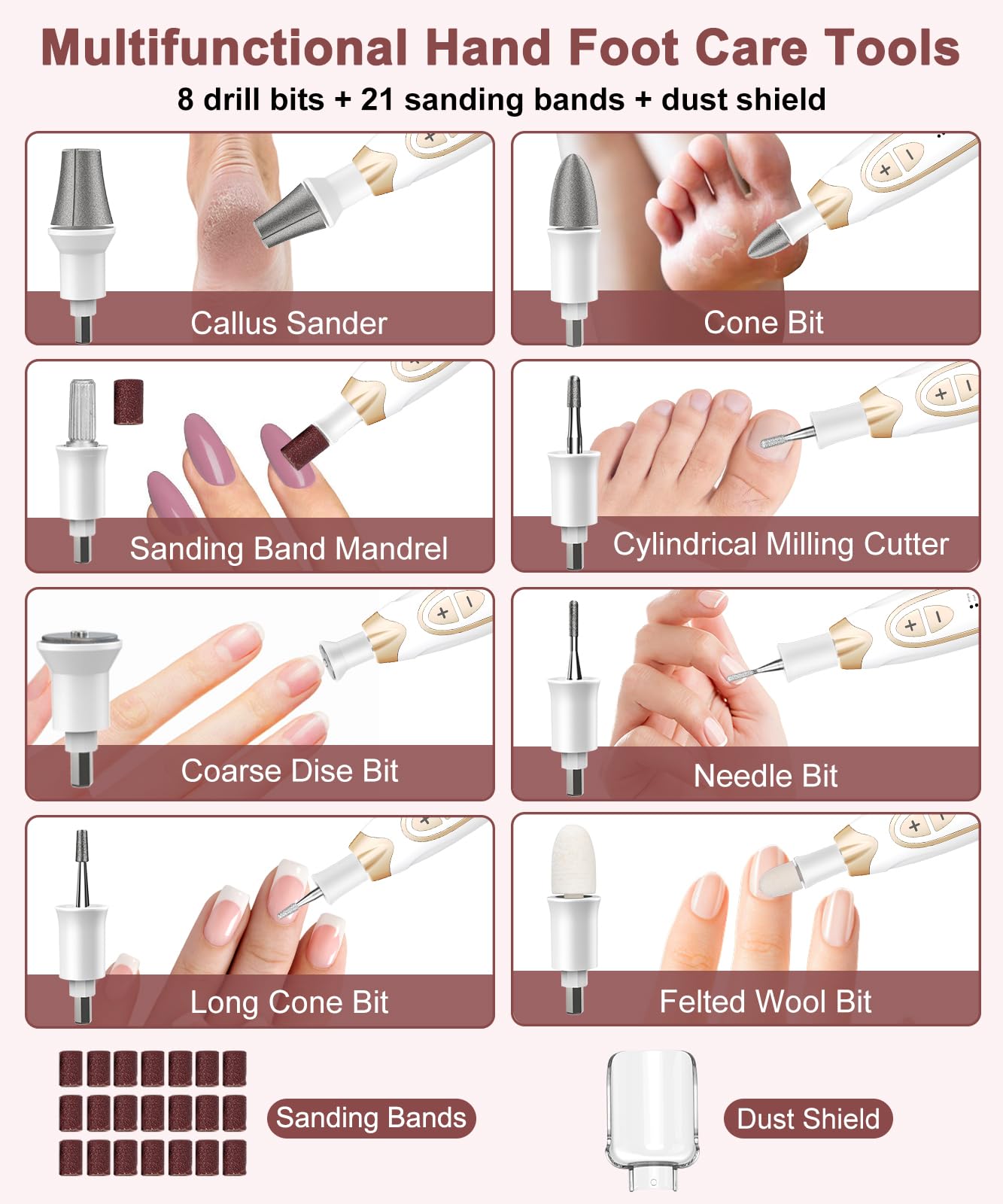 Toenail Grinder, Toe Nail Grinder for Thick Toenails, Electric Manicure Pedicure Set, Cordless Rechargeable Toenail Drill File Kit, Toe Nail Sander for Men Women Seniors Humans Thick Nails