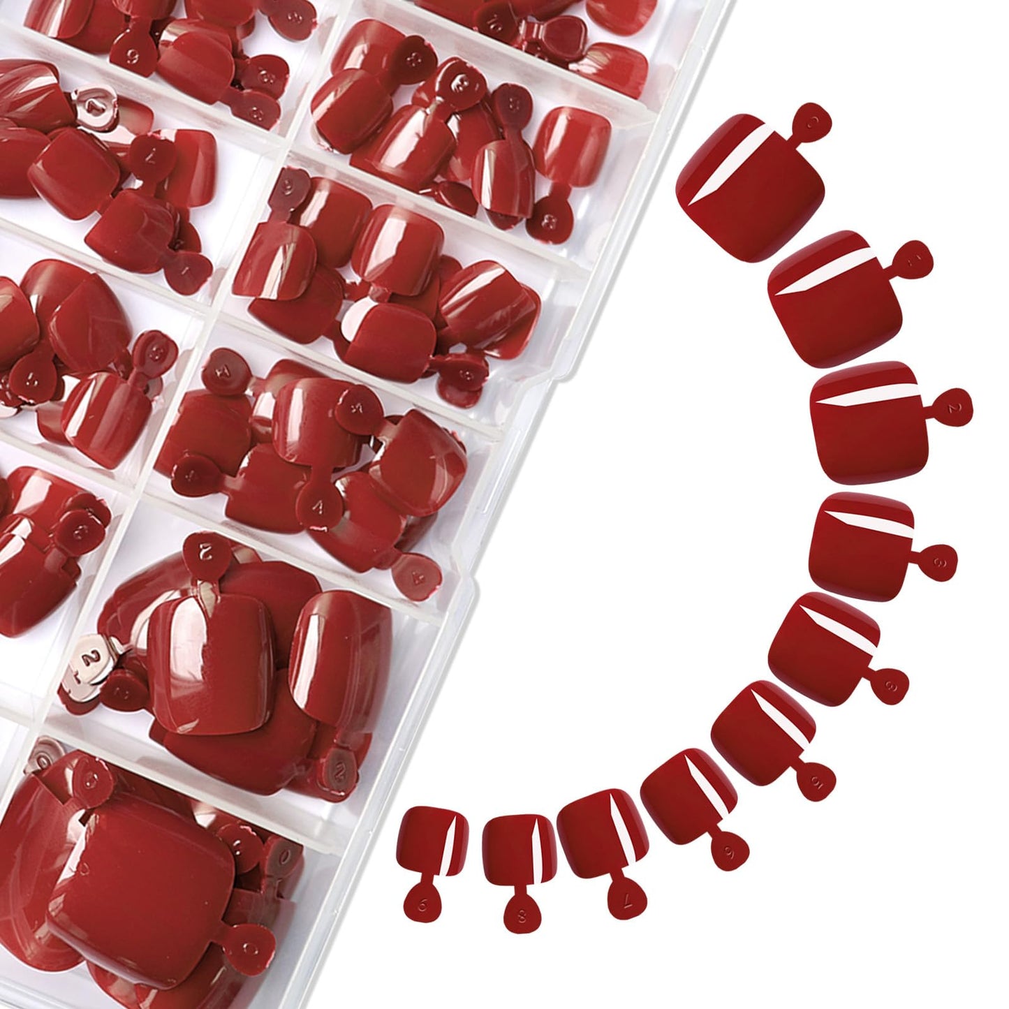 Lifextol 120PC Red Press on Toenails for Women Fake Toe nail Press ons Acrylic Toe Press on Nails Set, red Press on Toe Nails Press on Fake Toenails Press ons Acrylic Toe Nail Tips Kit&Glue Tab-O