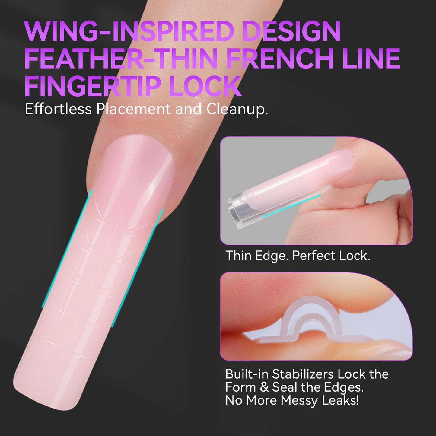 Gelike EC Sandwich Dual Forms for Polygel: Reusable Square Dual Form for Builder Gel & Acrylic Nails - 240pcs 15 Size with Guidelines to Create Short/Medium/Long Styles - C-Curve with Straight Sides