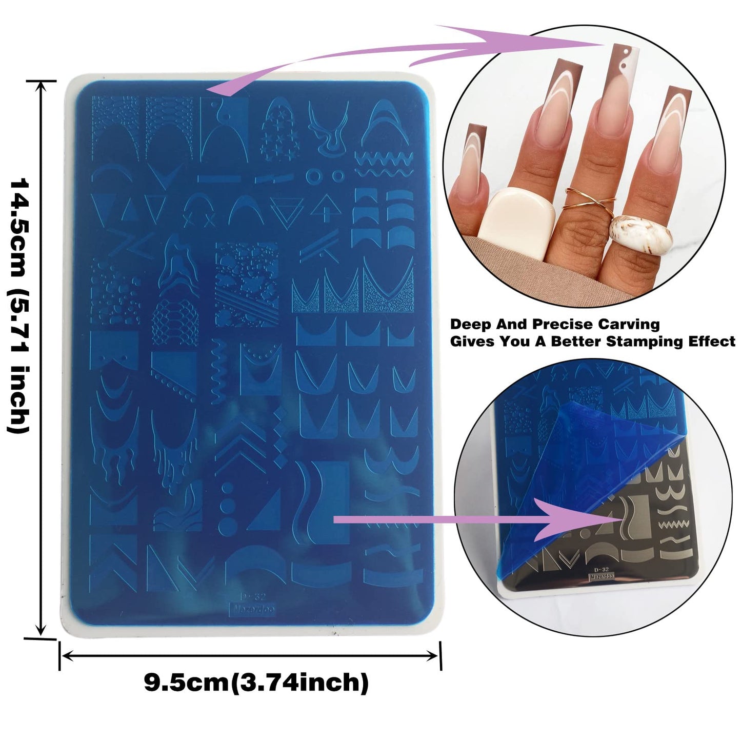 4pcs Large Swirl French Line Nail Stamping Plates French Tip Nail Stamp Plate Starry Star Moon Design Stamping Plates Nail Art Kit Galaxy Night Sky Large Nail Stamp Templates