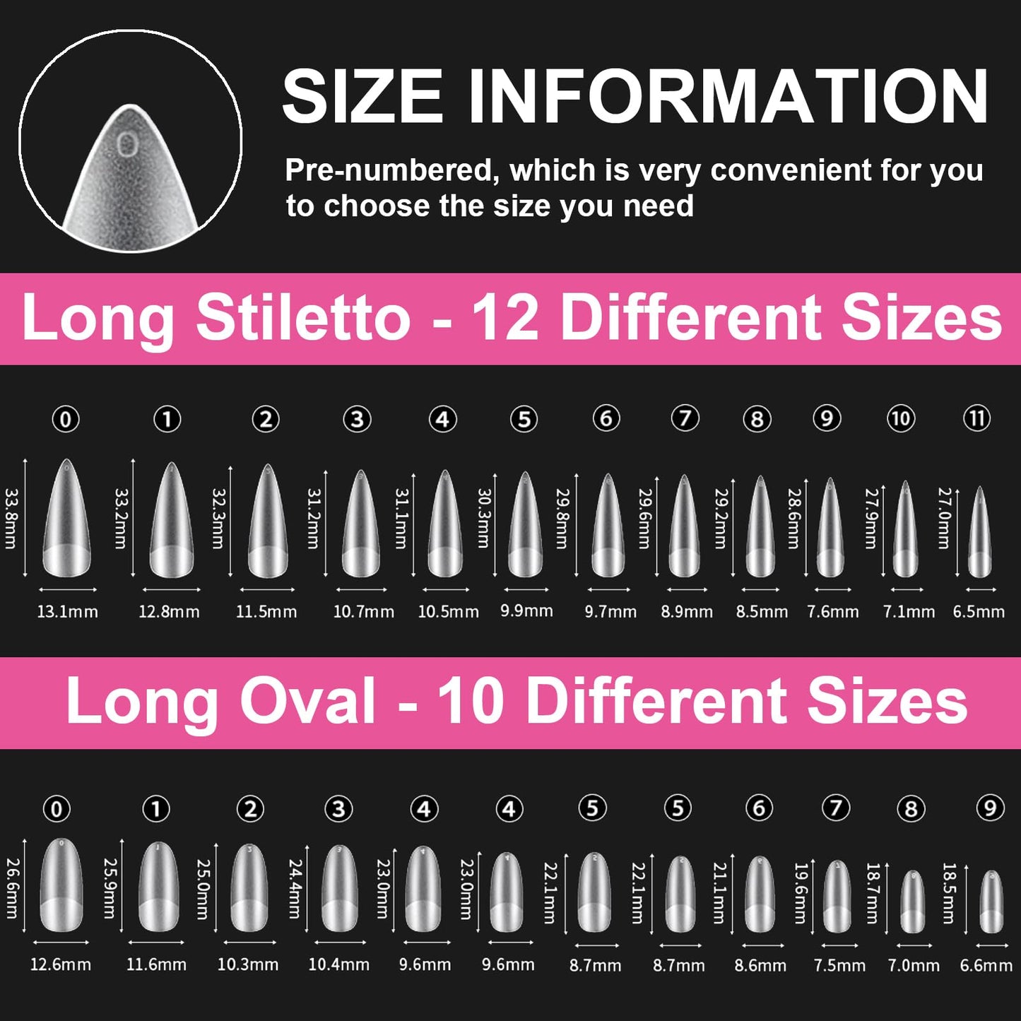 2 Shapes Soft Gel Nail Tips Long Stiletto Oval Full Cover Acrylic Nails Kit, Pre-buff Inside & Full Matte Surface, for Nail Extensions DIY Art Beginners/Professionals Salon, Easy Soak Off, BlueZOO