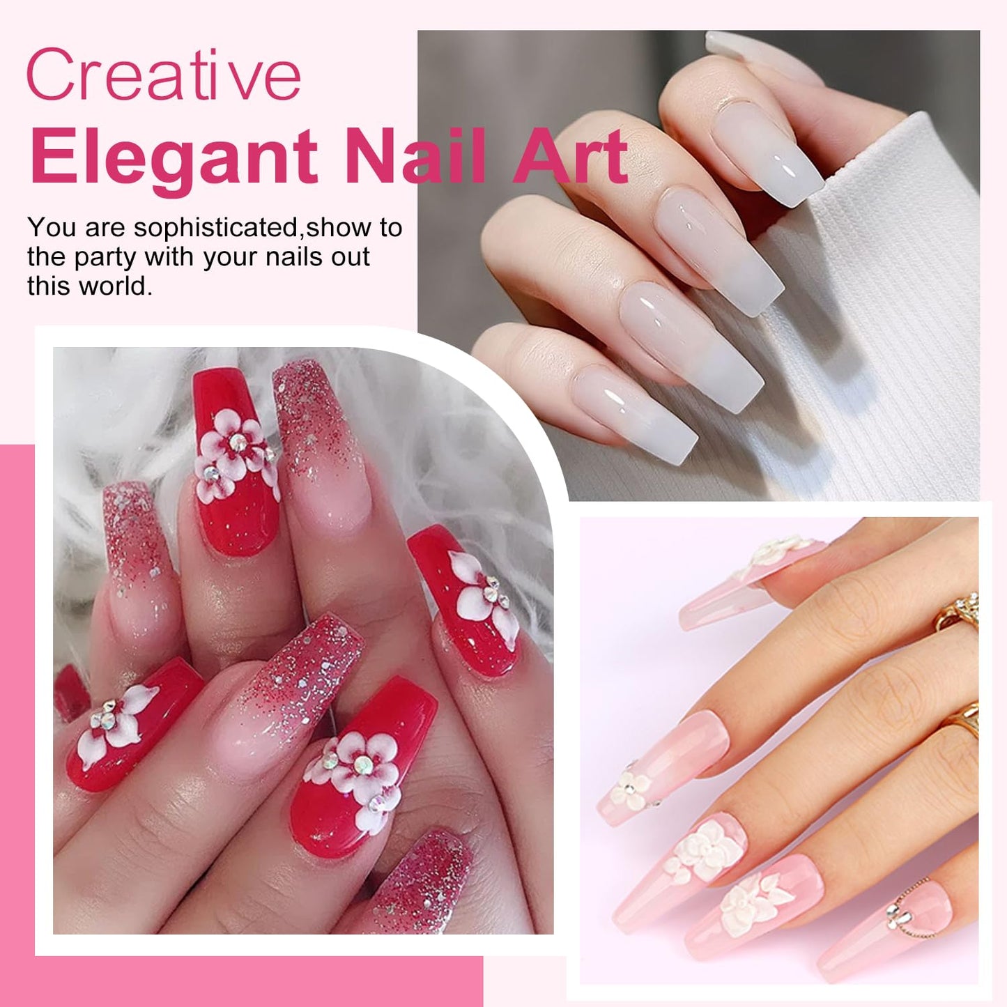 Acrylic Nail Kit Set for Beginners with Everything Acrylic Powder Nail Drill Lamp Starter Kit with False Nail Tips Nail Art Tools Cosmetic Gift Bag for Salon Home