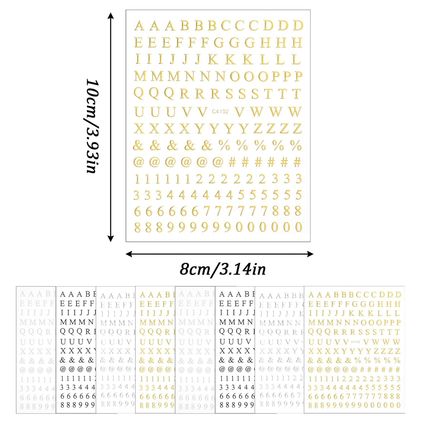8 Sheets Letter Nail Stickers for Nail-Art, Holographic Digital Letter Nail Art Stickers Alphabet Numbers Nails Decals 3D Black Silver Gold Nails Letters Sticker for Women Girls Manicure DIY