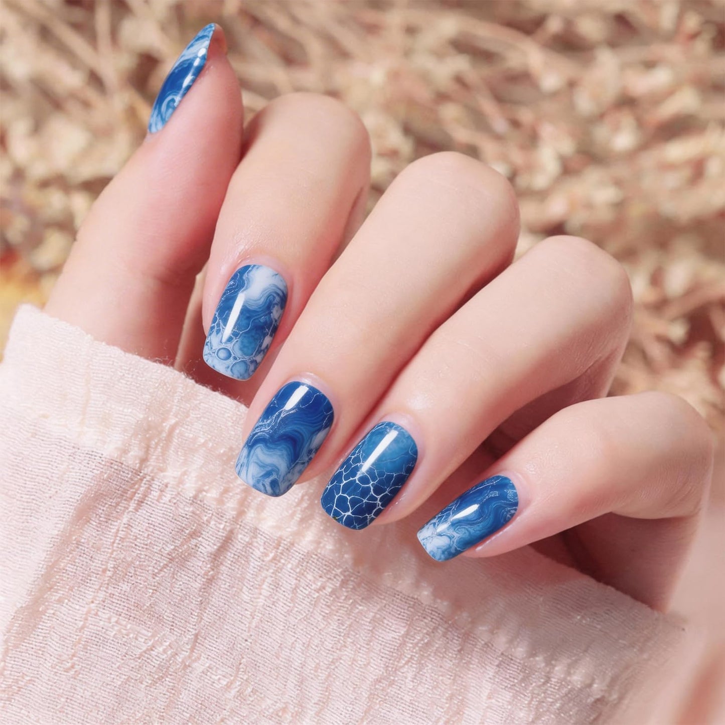 DANNEASY 336PCS/24 Sheets Nail Polish Strips - Marble Gel Nail Stickers Full Nail Wraps UV Free | Easy to Stick | Adhesive Sticker Nails for Women with 1 File, 1 Cuticle Stick