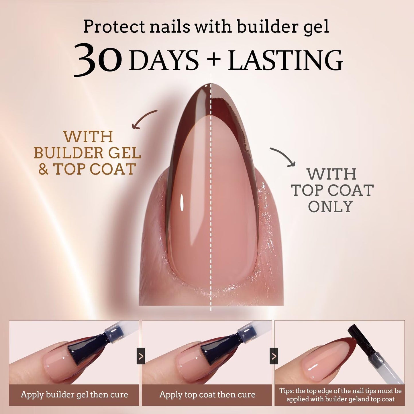 BTArtboxnails XCOATTIPS Nails Press Ons - Skin Tones Press on Nails Square, Long Soft Gel Nail Tips with Nail Gel, French Protecting Duo, Nail Lamp, All in One Fake Nail Extension Kit