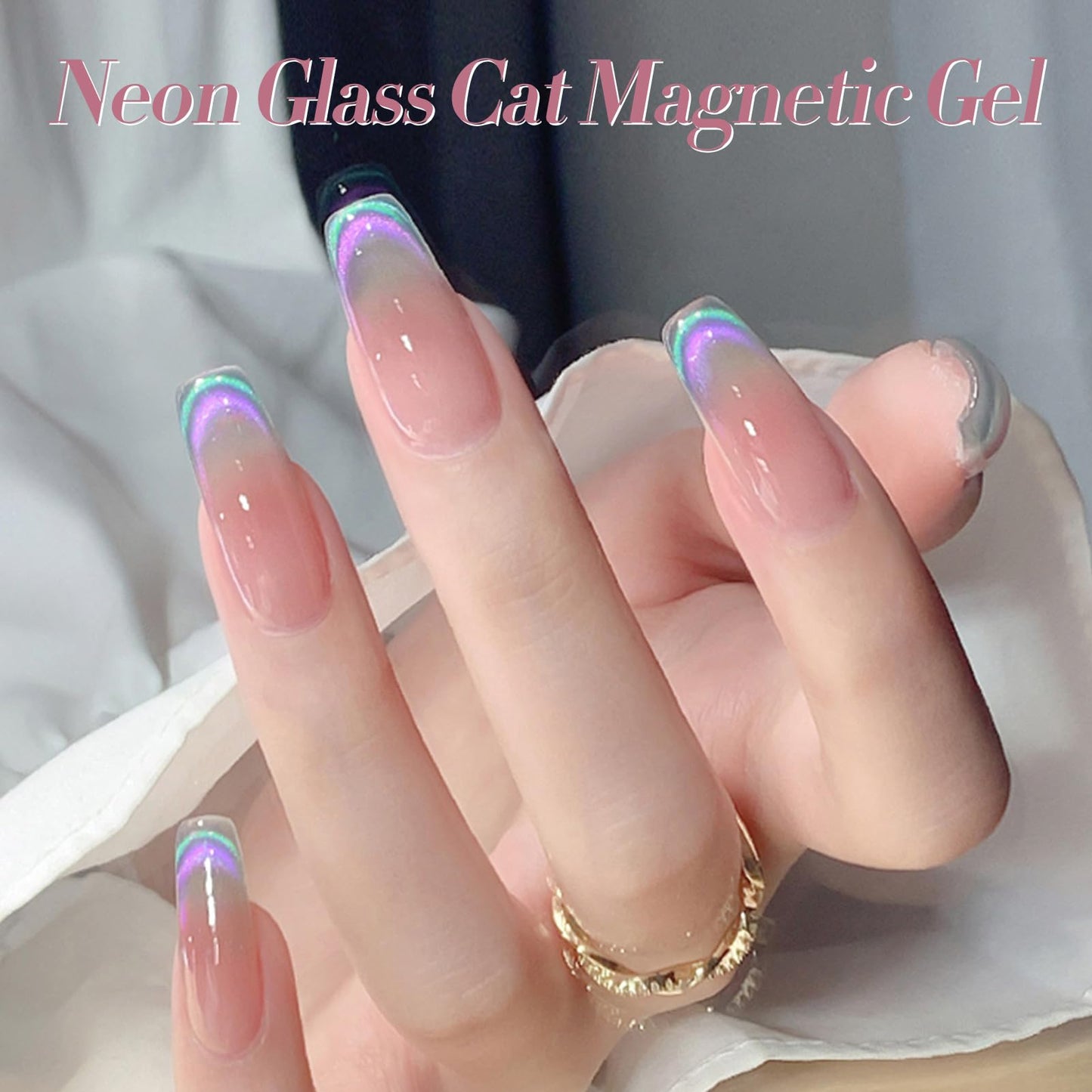 Born Pretty Cat Magnetic Eye Gel Nail Polish Rainbow Aurora Cat Magnetic Gel Polish Pink Green Blue Yellow Glitter Holographic Cat Magnetic Eye Gel Manicure Nail Art DIY, Firefly Aurora Series 6PCS