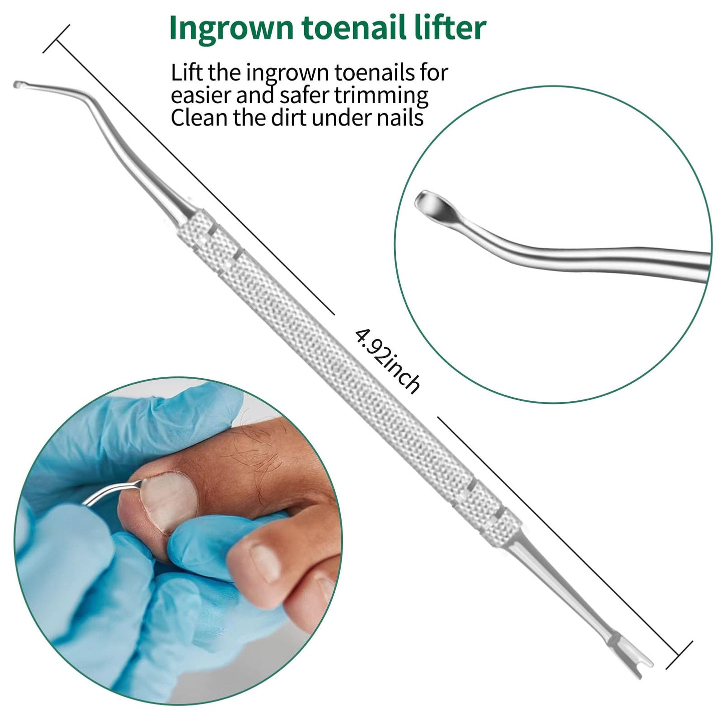 Glamne 5-in-1 Toenail Clippers for Seniors with Thick & Ingrown Nails – Professional Pedicure Kit with Long Handle Nail Cutter, Slanted Curved Blade, Nail File & Lifter – Gift Set with Leather Case