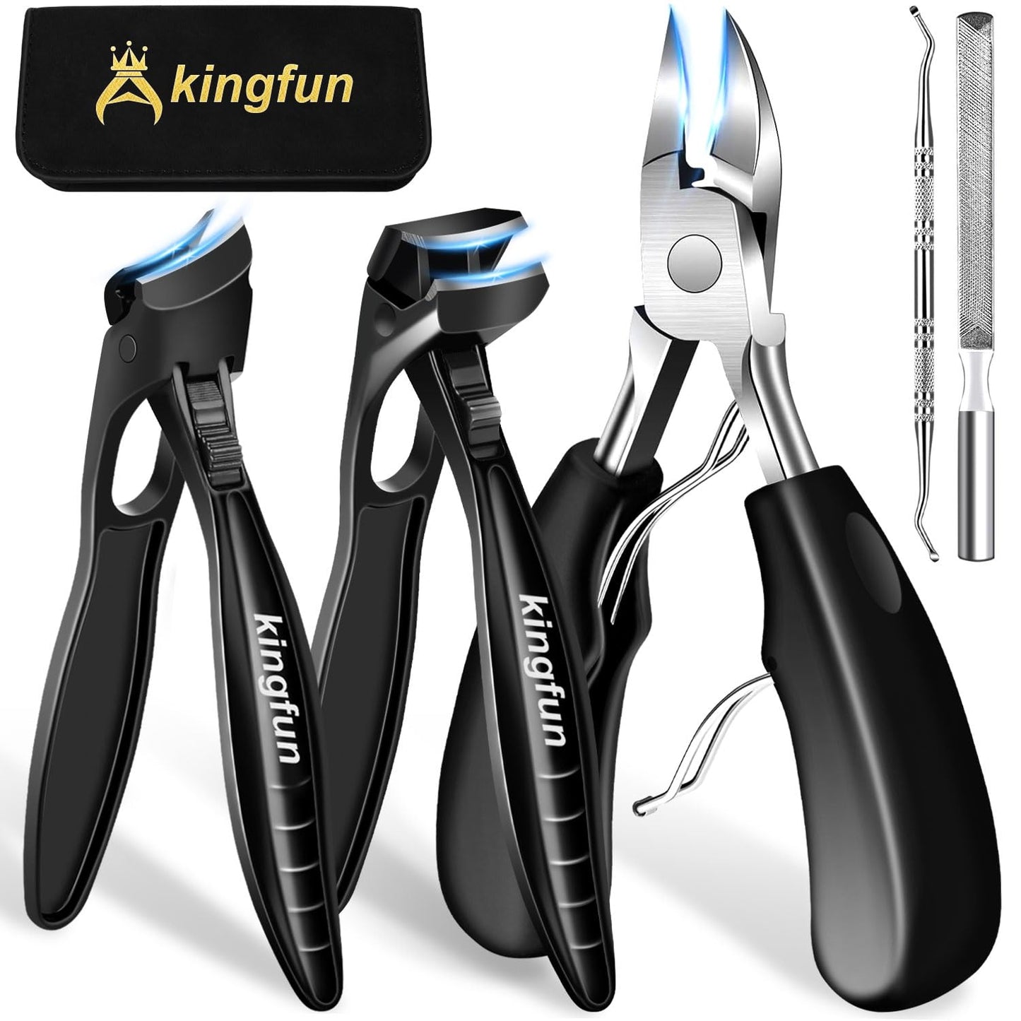 Kingfun Toenail Clippers for Seniors, Ingrown Toe Nail Clippers for Thick Nails for Seniors, Heavy Duty Toenail Clippers for Thick Toenails, Angled Head Thick Toe Nail Clippers for Men 5Pcs