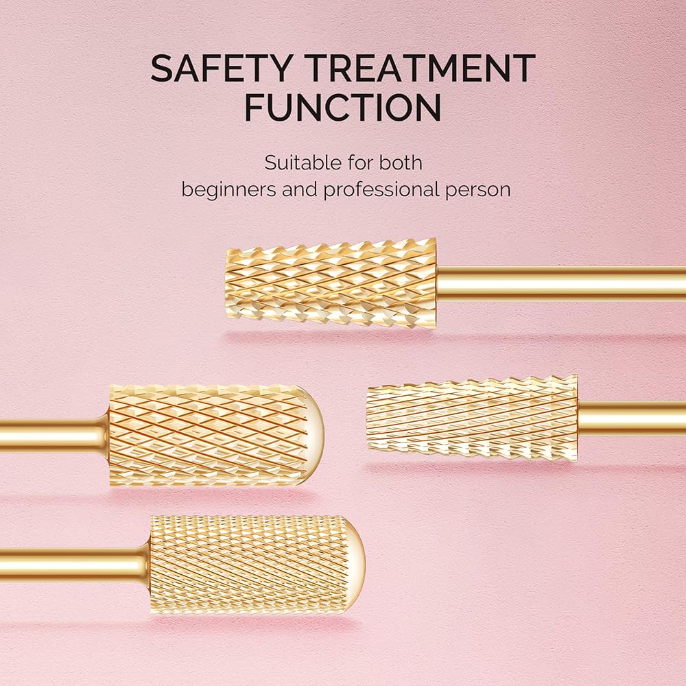 GLIX 13-Piece Professional Nail Drill Bits Set, Gold Tungsten Carbide E File Bits for Acrylic Nails & Gel Polish Removal, Ambidextrous Left/Right Hand Kit with 2XC Typhoon & Safety Cuticle Clean Bits