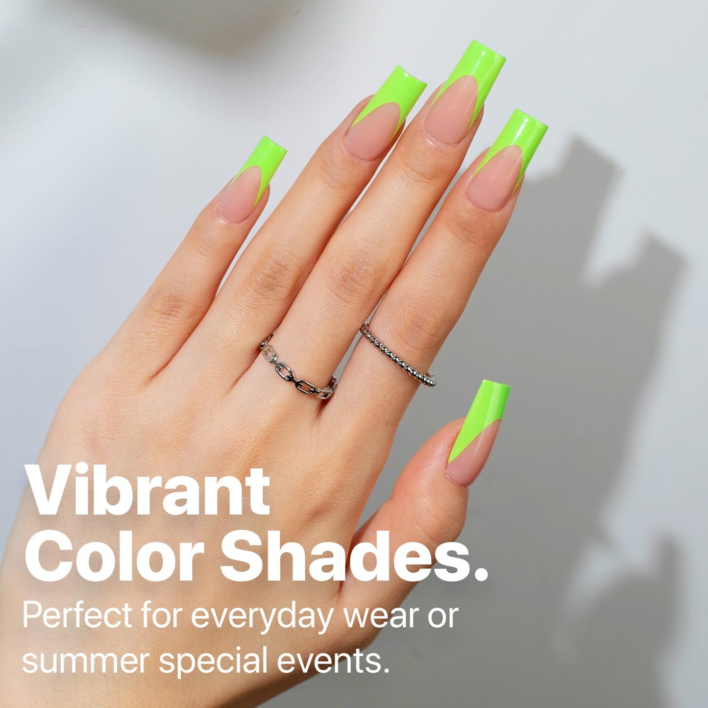 SXC Cosmetics X-Pro Tips French Tip Press On Nails - Bright Pastel Glow in the Dark Series (GLOW117-M Square)