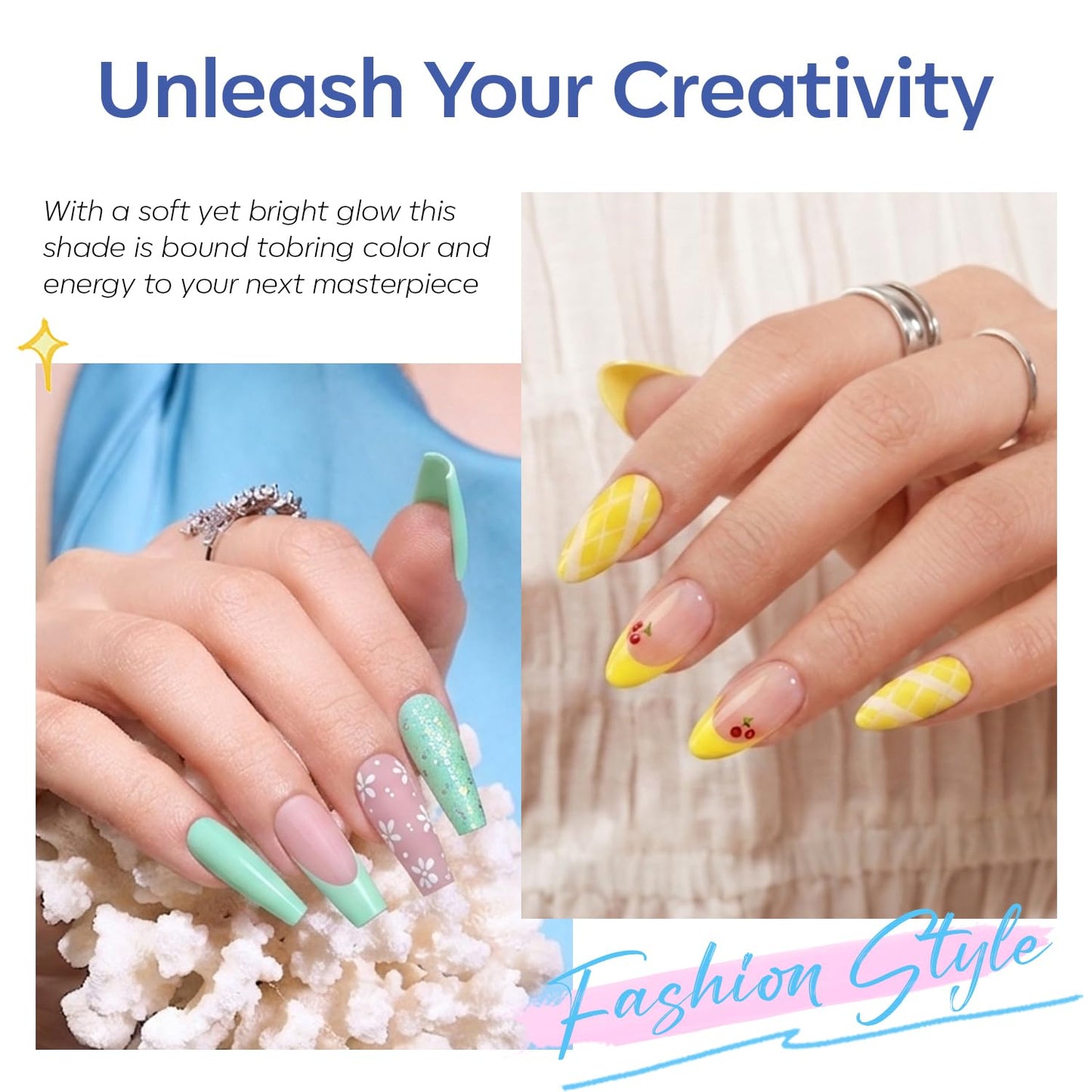 modelones Poly Nail Gel Set, 6 Colors Forever Young Collection Turquoise Purple Blue Neon Yellow Hot Pink Poly Extension Builder Gel Nail Spring Hot Summer French Manicure DIY
