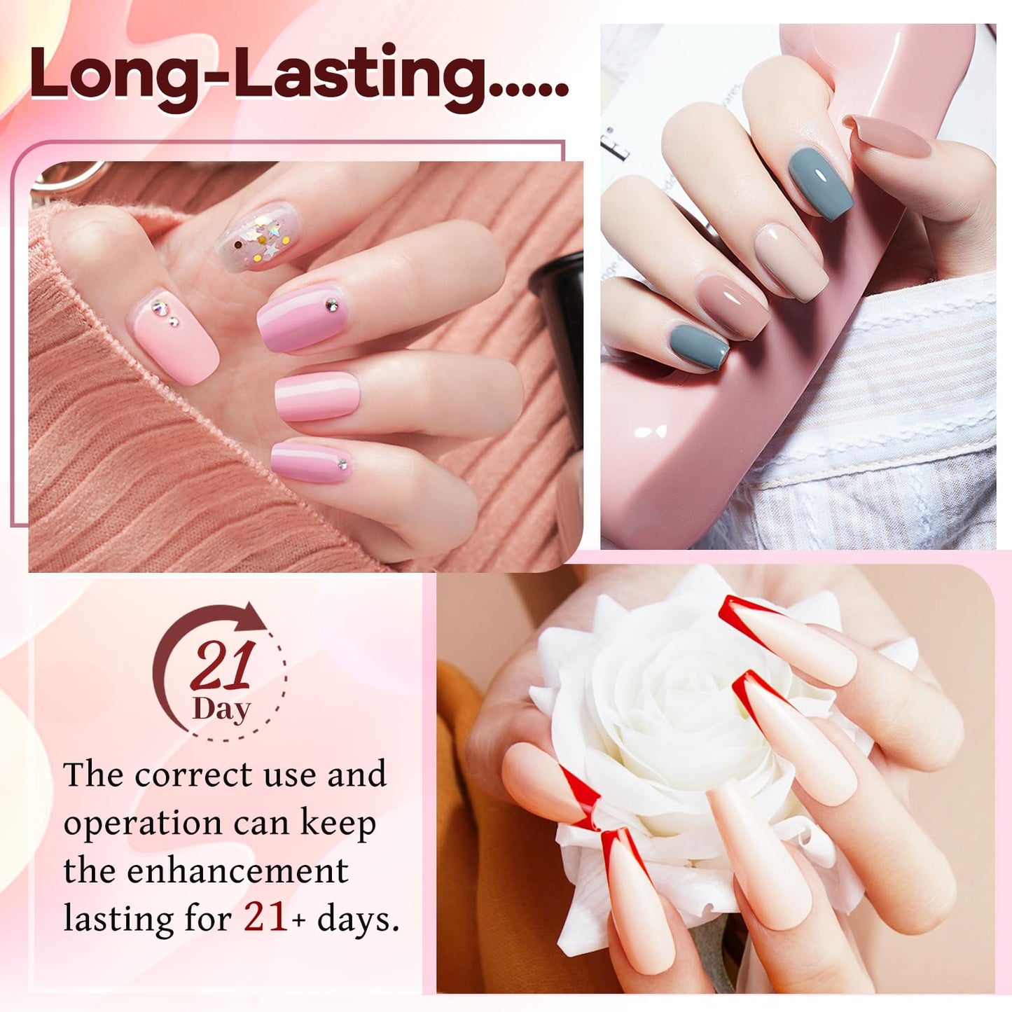 JODSONE 100 Bottles of Gel Nail Polish Kit with U V Led Light 95 Multiple Glossy Glitter Colors Mint Green Light Pink Nail Gel Base Coat Glossy and Matte Top Coat