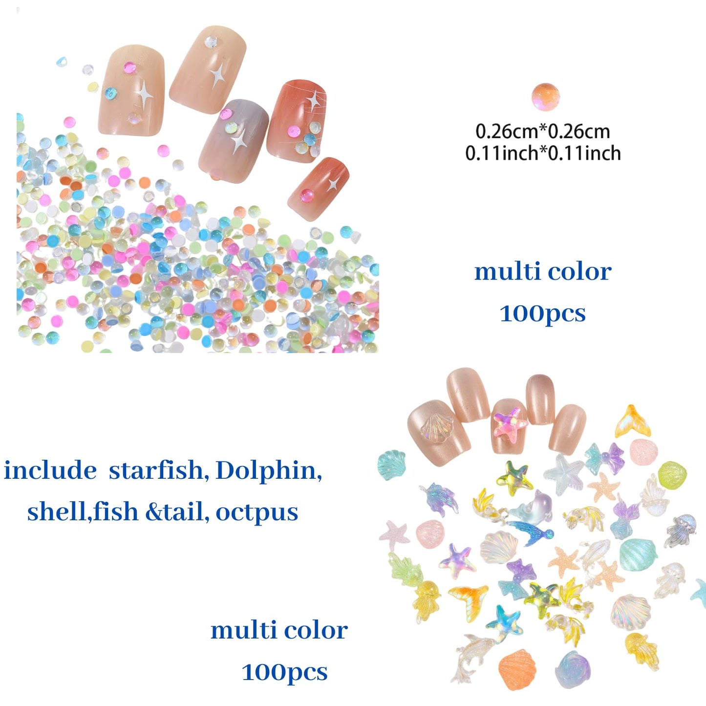Nail Client Loyalty Reward Card + Ocean Nail Charm Bundle