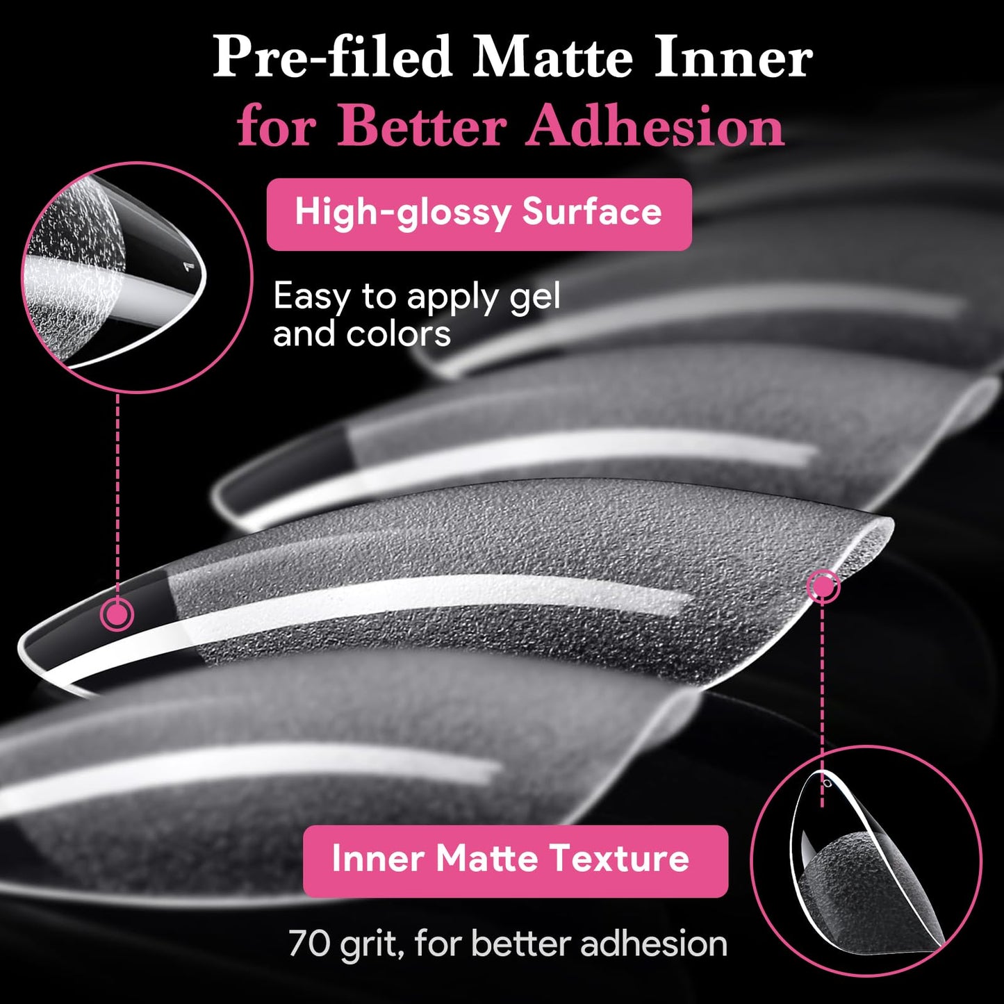 Qiek Short Almond False Nail Tips, 15 Sizes 510 PCS Clear Soft Press On Fake Nail Pre-shaped Half Matte Full Cover Gel Nail Tips Extensions Strong Thick Long Lasting for DIY Beginners & Salon Manicure