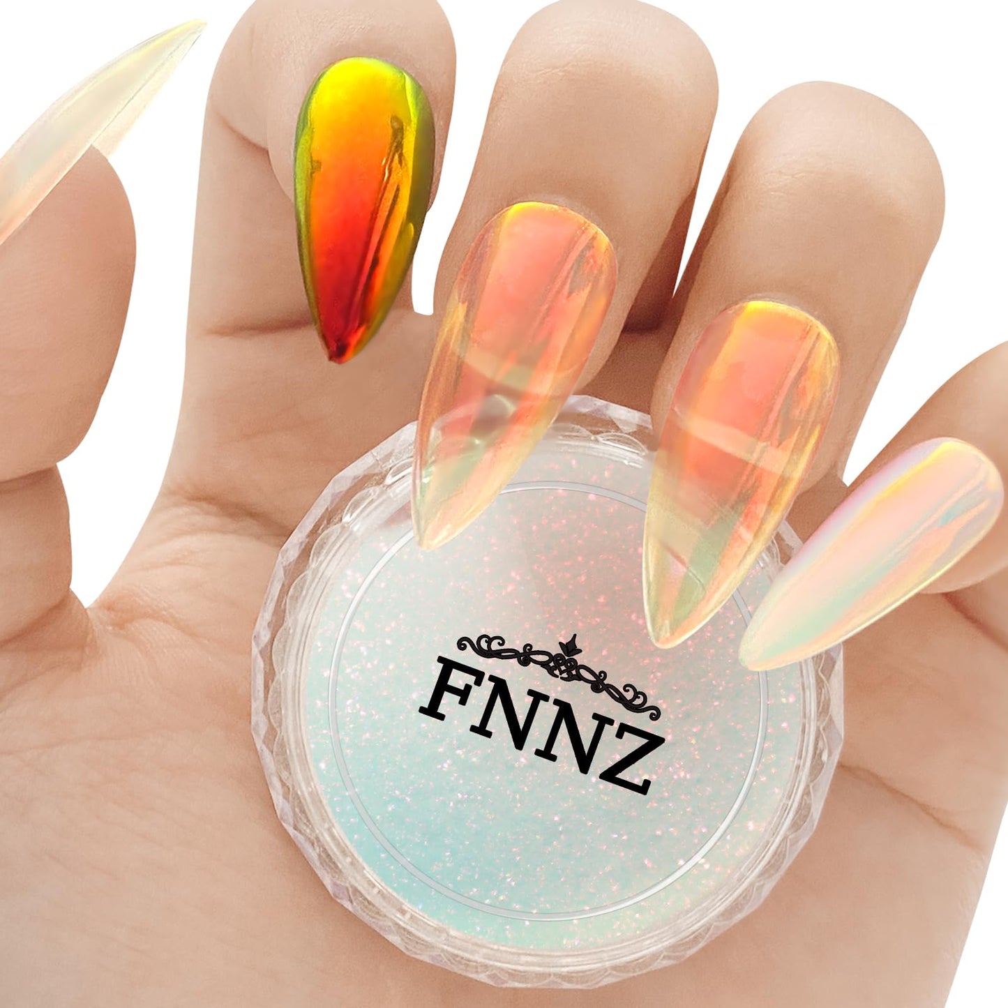 FNNZ Unicorn Chrome Nail Powder, Aurora Unichrome Mermaid Aurora Nail Powder Pigment Pearlescent Nail Art Glitter Decoration for Home DIY Nail Salon Manicure - Sunset Glow