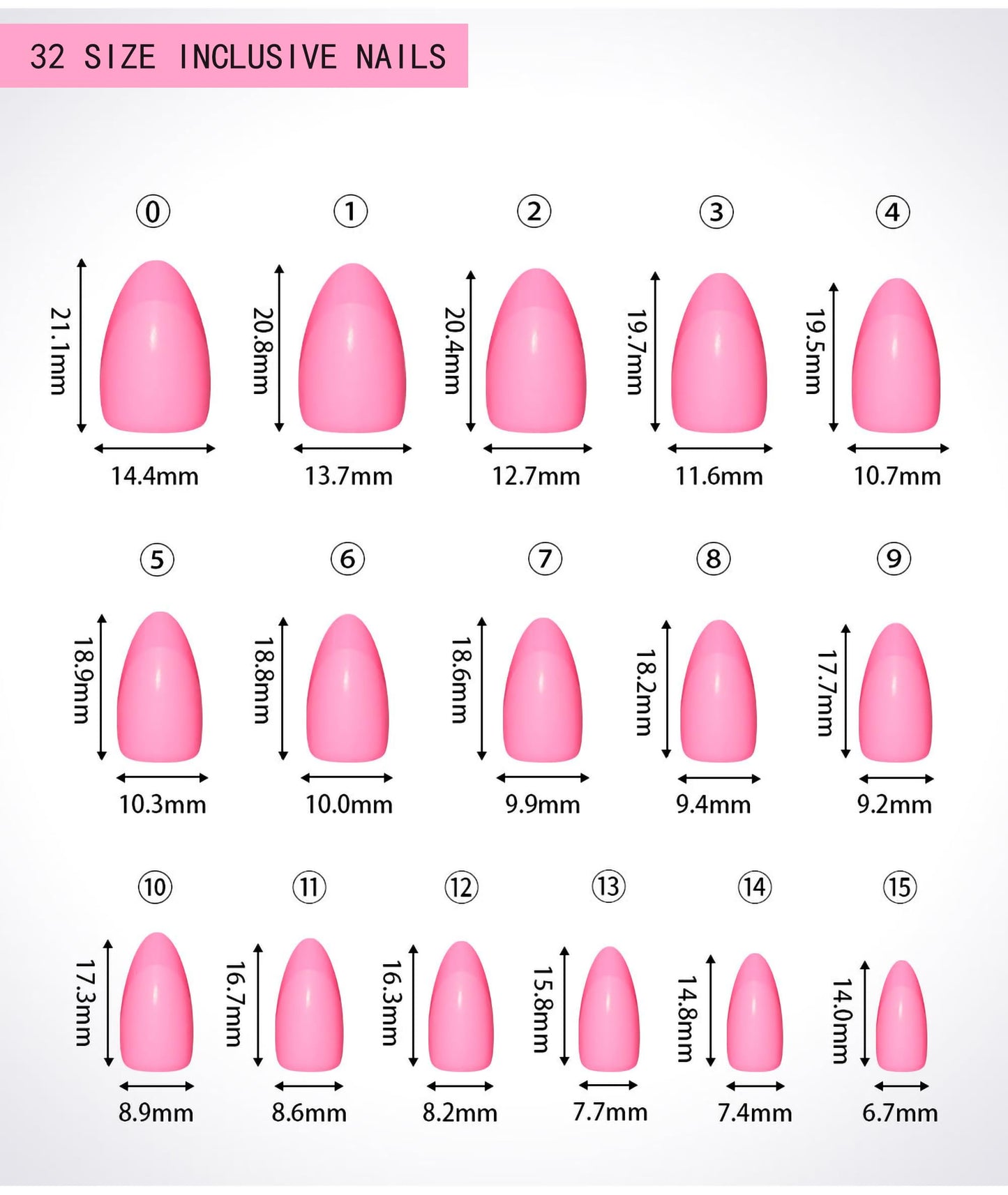 Press On Nails Short Almond Brown Nails with Glossy French Tips in a Matte Finish 16 Sizes - 32 Nail Kit with Glue