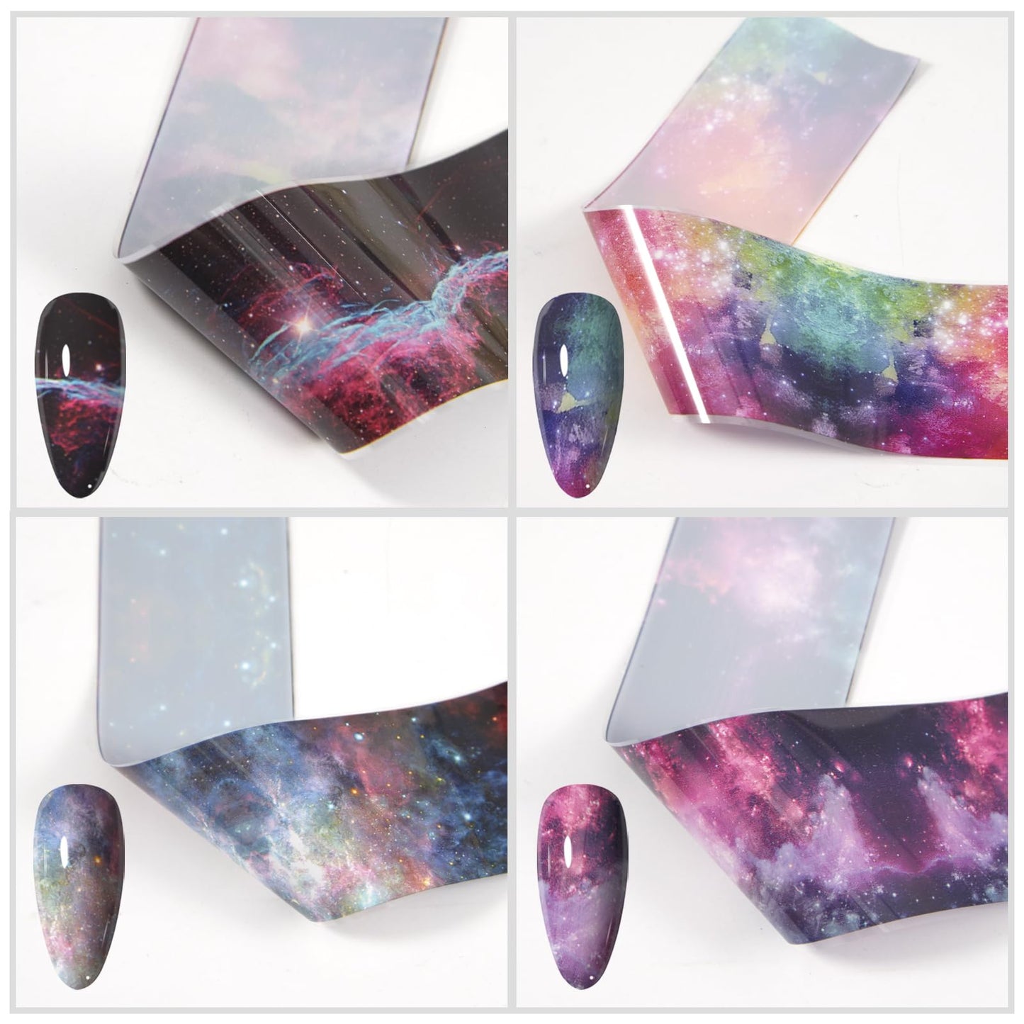 DANNEASY 300 Sheets Nail Art Foil Transfer, Nail Foil Wraps, Flowers, Laser Metallic Nails Stickers Design Starry Sky Star Holographic Nail Foils Decoration for Women Nails Supplies