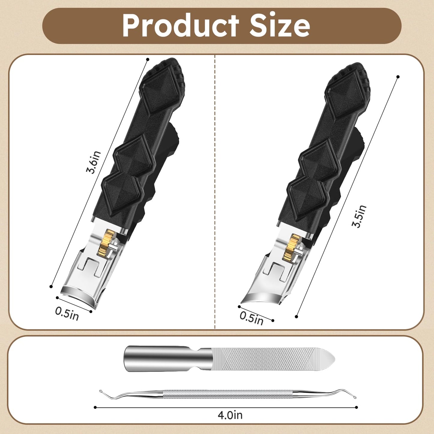 Toenail Clippers for Thick Toenails for Seniors, Nail Clippers for Men Wide Jaw Opening, Slanted Toe Nail Clippers Long Handled Heavy Duty Ultra Sharp for Men Women