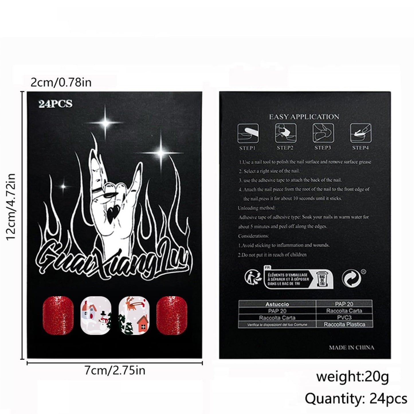Christmas Press on Nails Short Square Fake Nails with Snow Snowman Designs Red Glue on Nails Glossy Acrylic Nail Cute WInter Stick on Nail for Women 24Pcs