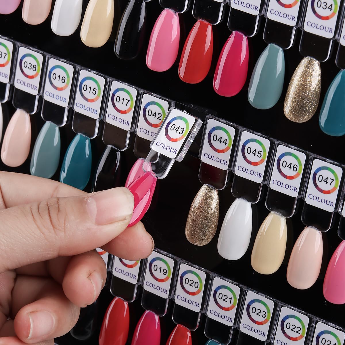 FSpronail 60Colors Magnetic Nail Swatch Book, Rectangle Acrylic Detachable Nail Polish Color Display Stand Gel Polish Sample Chart Board Showing Shelf with False Tips Number Stickers Salon Supplies